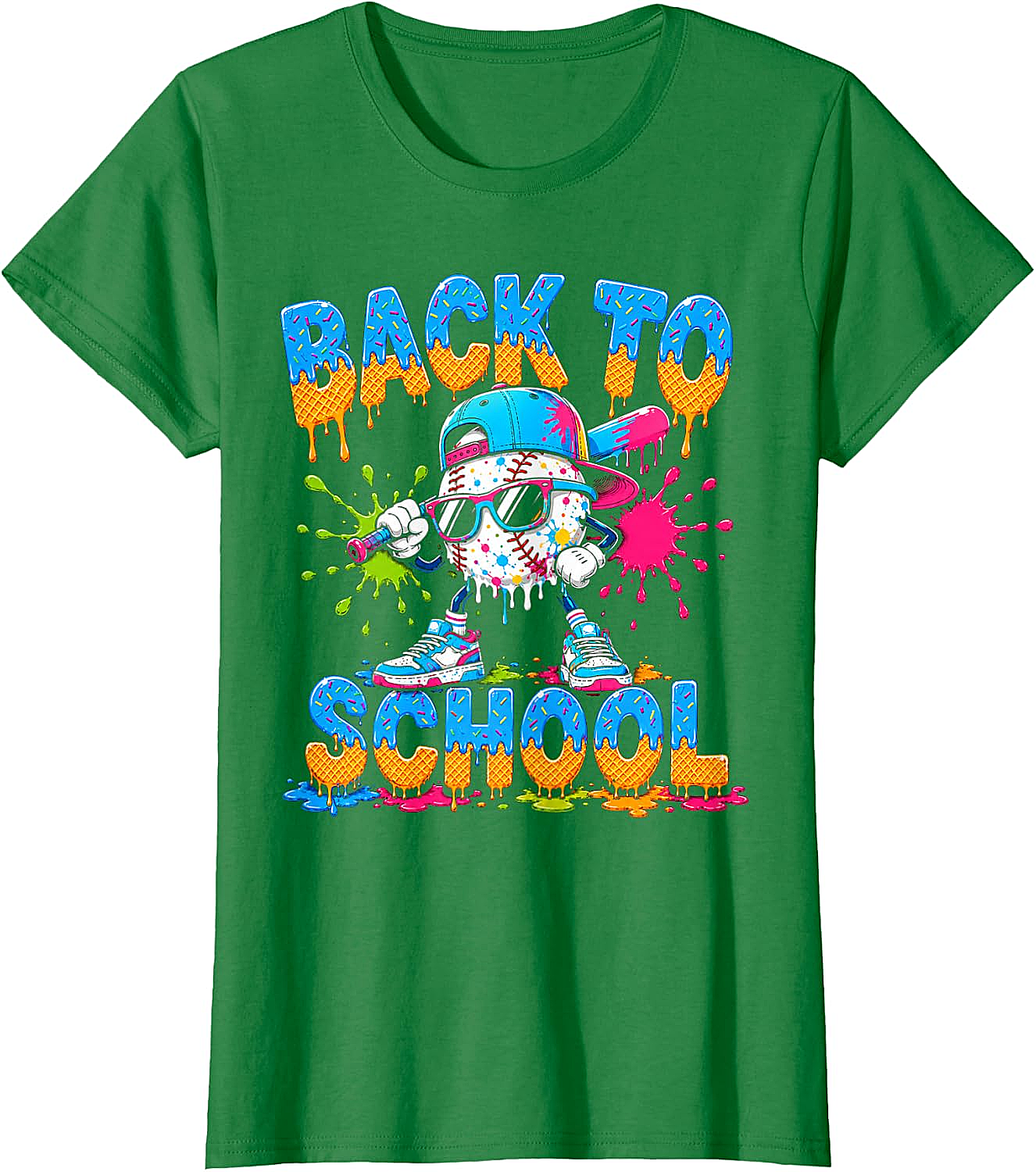 Back to School Baseball Drip Ice Cream T-Shirt