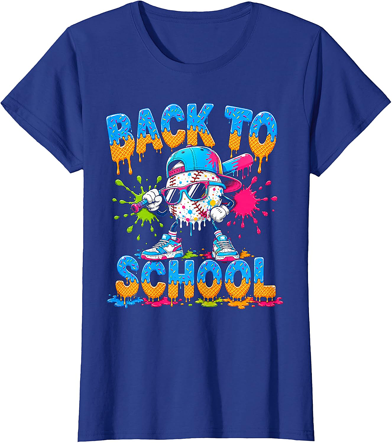 Back to School Baseball Drip Ice Cream T-Shirt