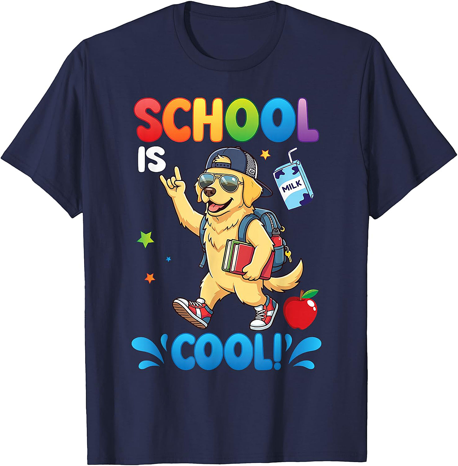 Golden Retriever "School Is Cool!" Kids T-Shirt