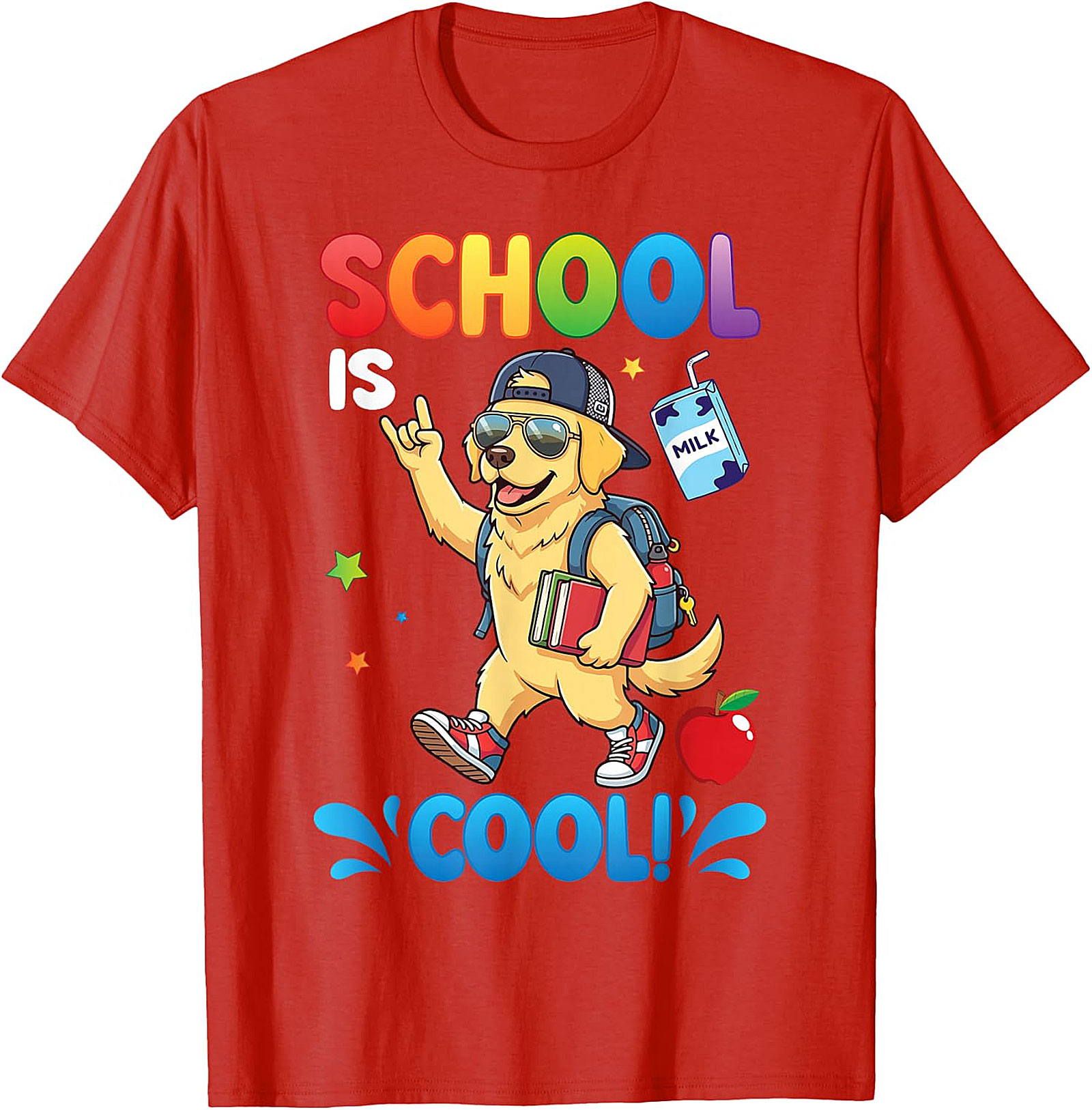 Golden Retriever "School Is Cool!" Kids T-Shirt