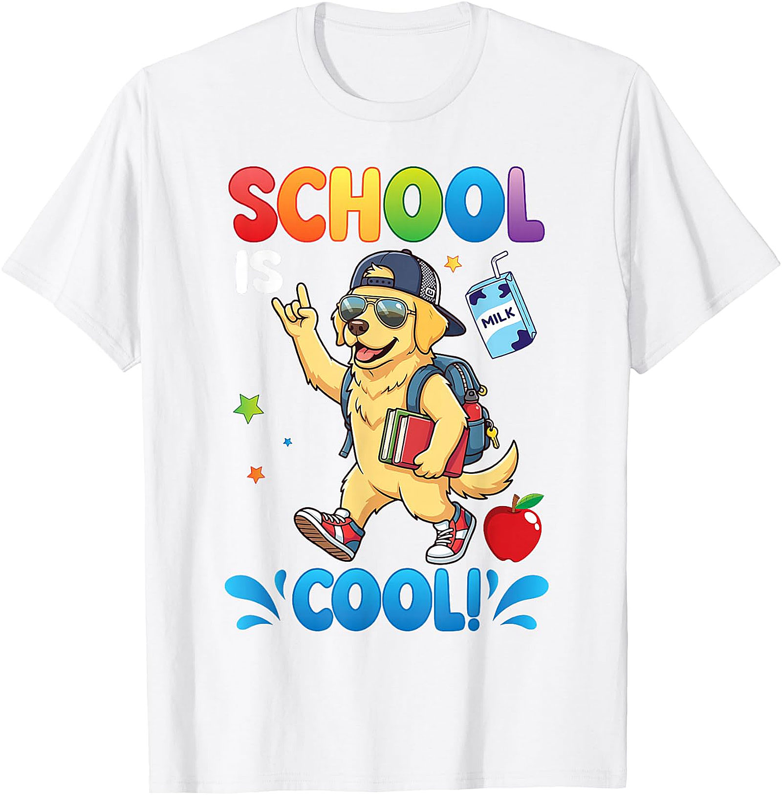 Golden Retriever "School Is Cool!" Kids T-Shirt