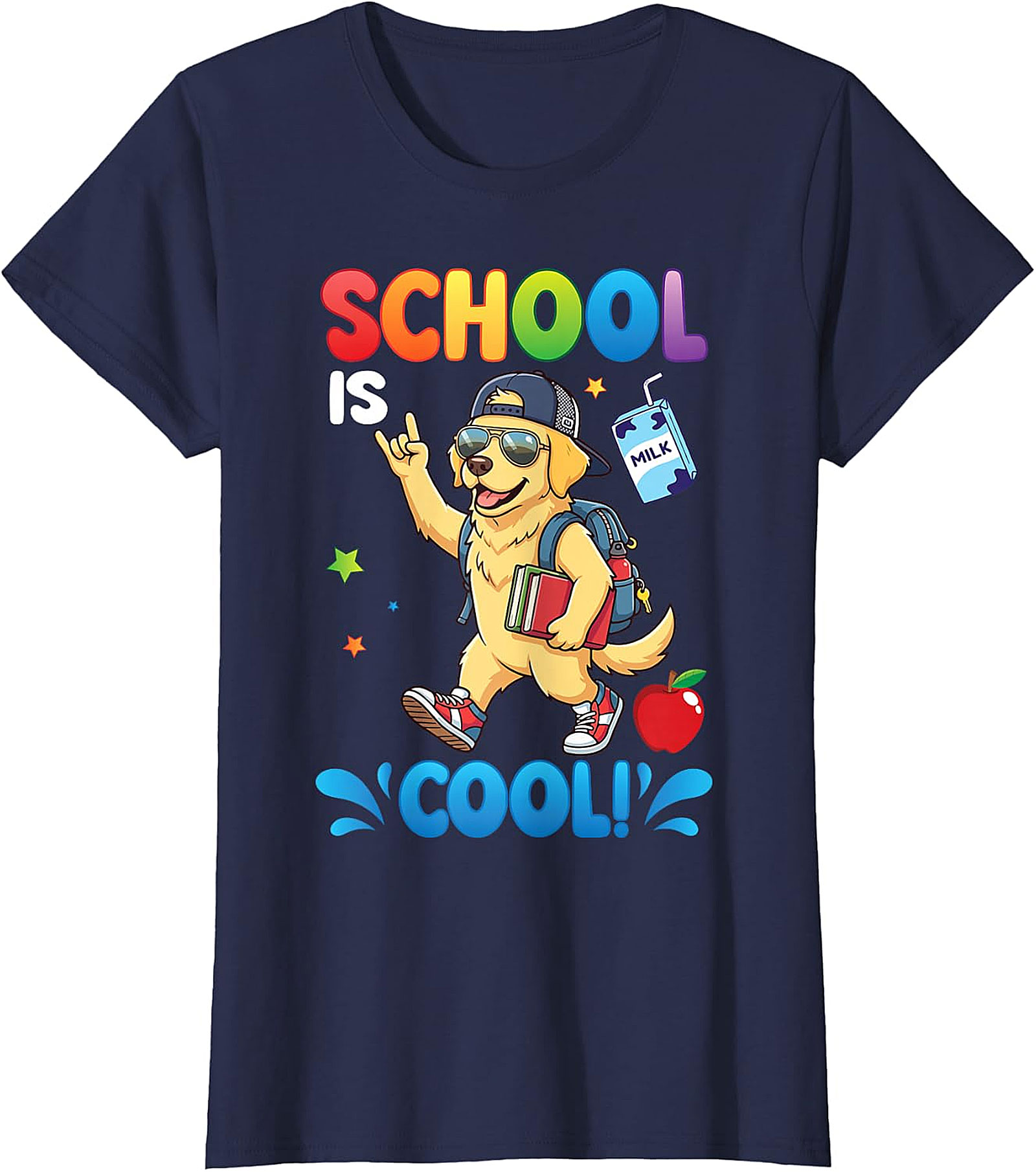 Golden Retriever "School Is Cool!" Kids T-Shirt
