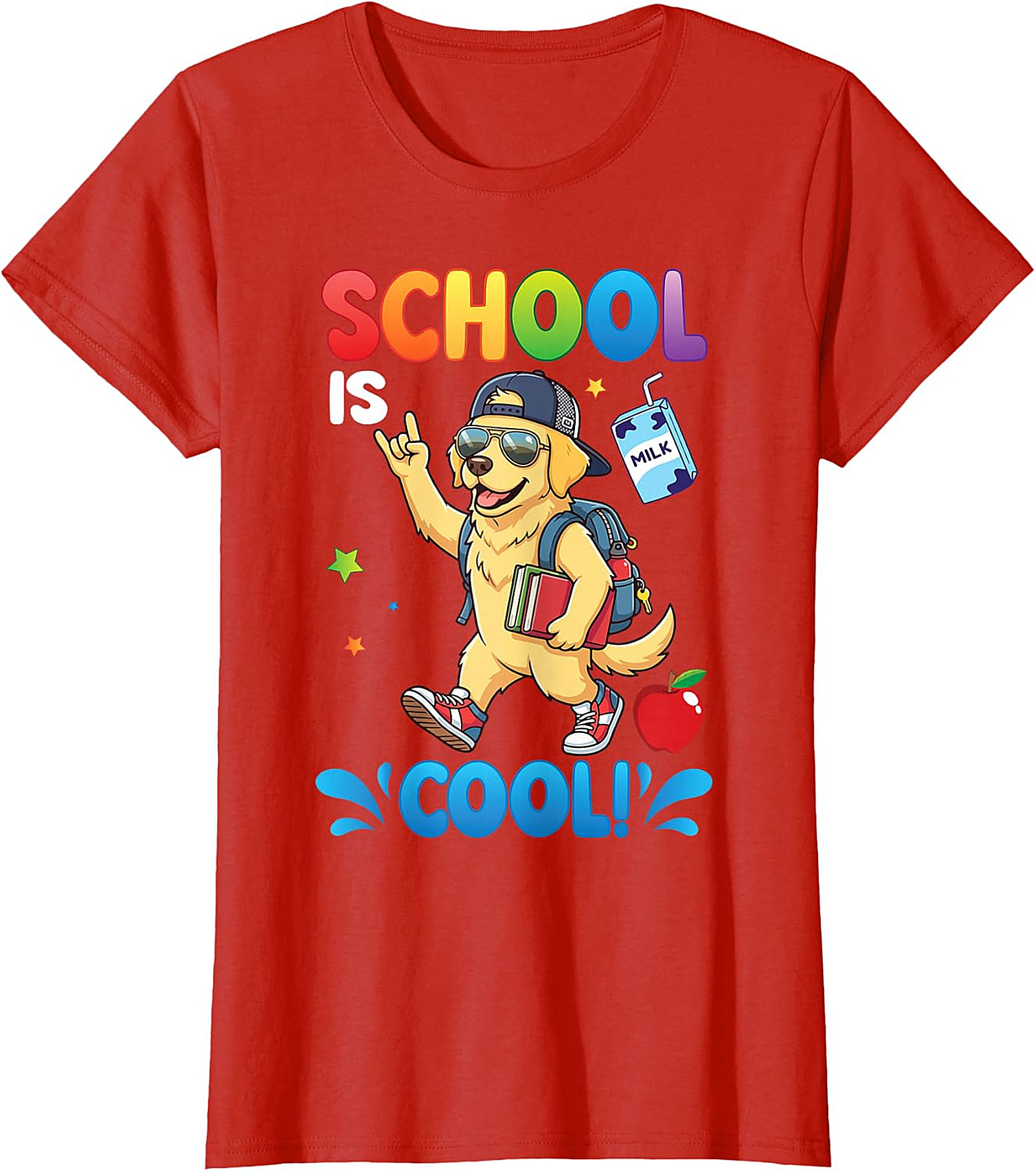 Golden Retriever "School Is Cool!" Kids T-Shirt