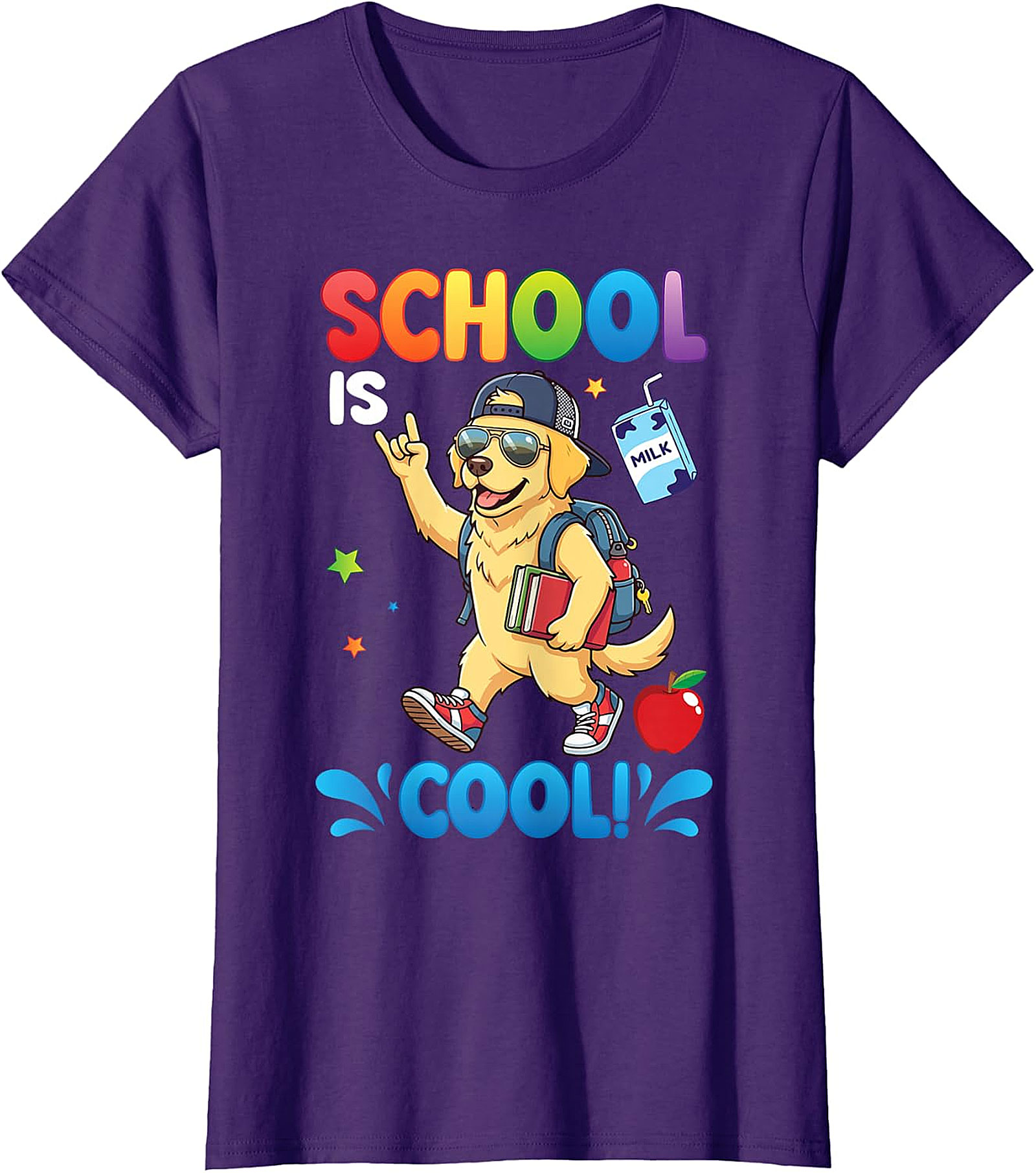 Golden Retriever "School Is Cool!" Kids T-Shirt