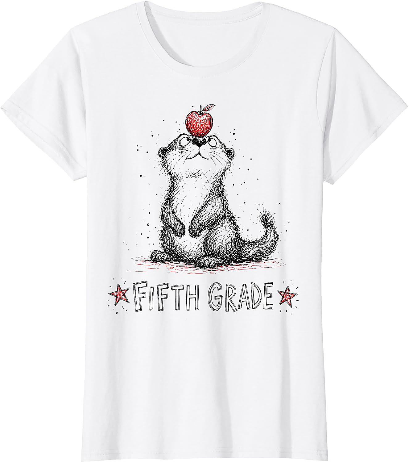 5th Grade Otter Apple T-Shirt | Back to School Gift Tee