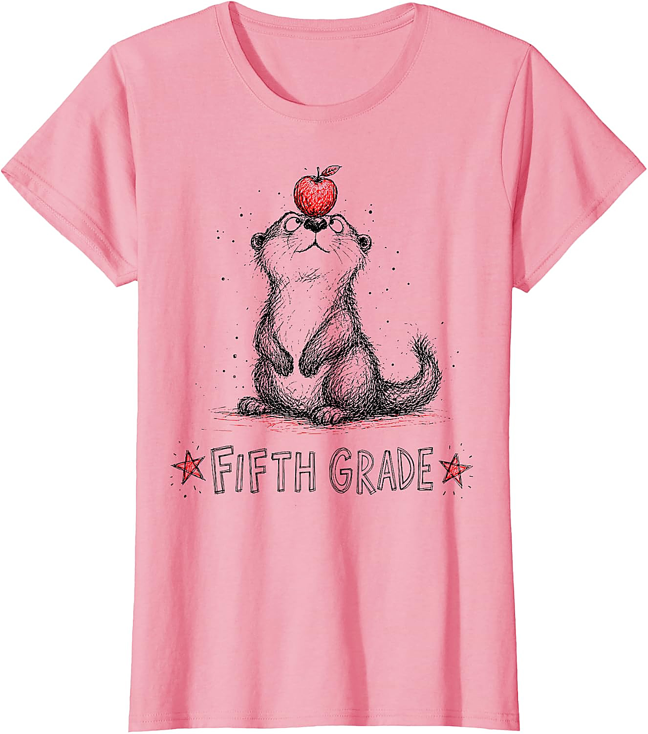5th Grade Otter Apple T-Shirt | Back to School Gift Tee