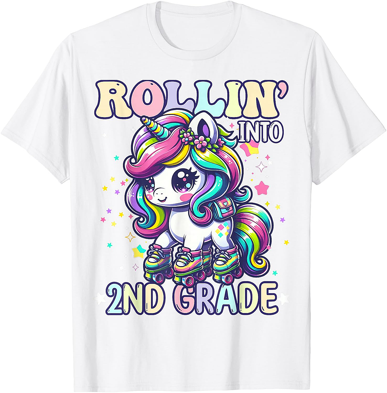 Rollin' Unicorn 2nd Grade T-Shirt Back to School Girl