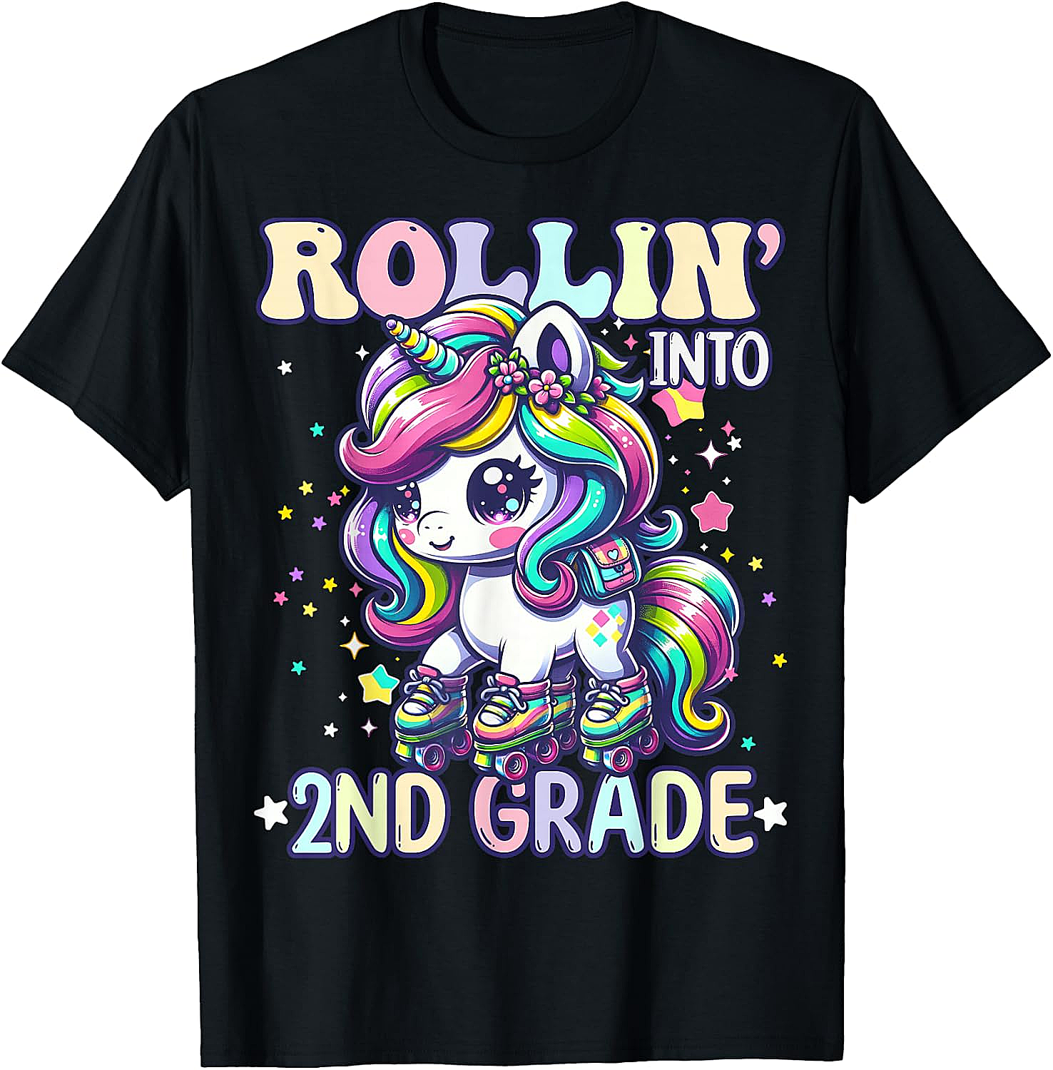 Rollin' Unicorn 2nd Grade T-Shirt Back to School Girl