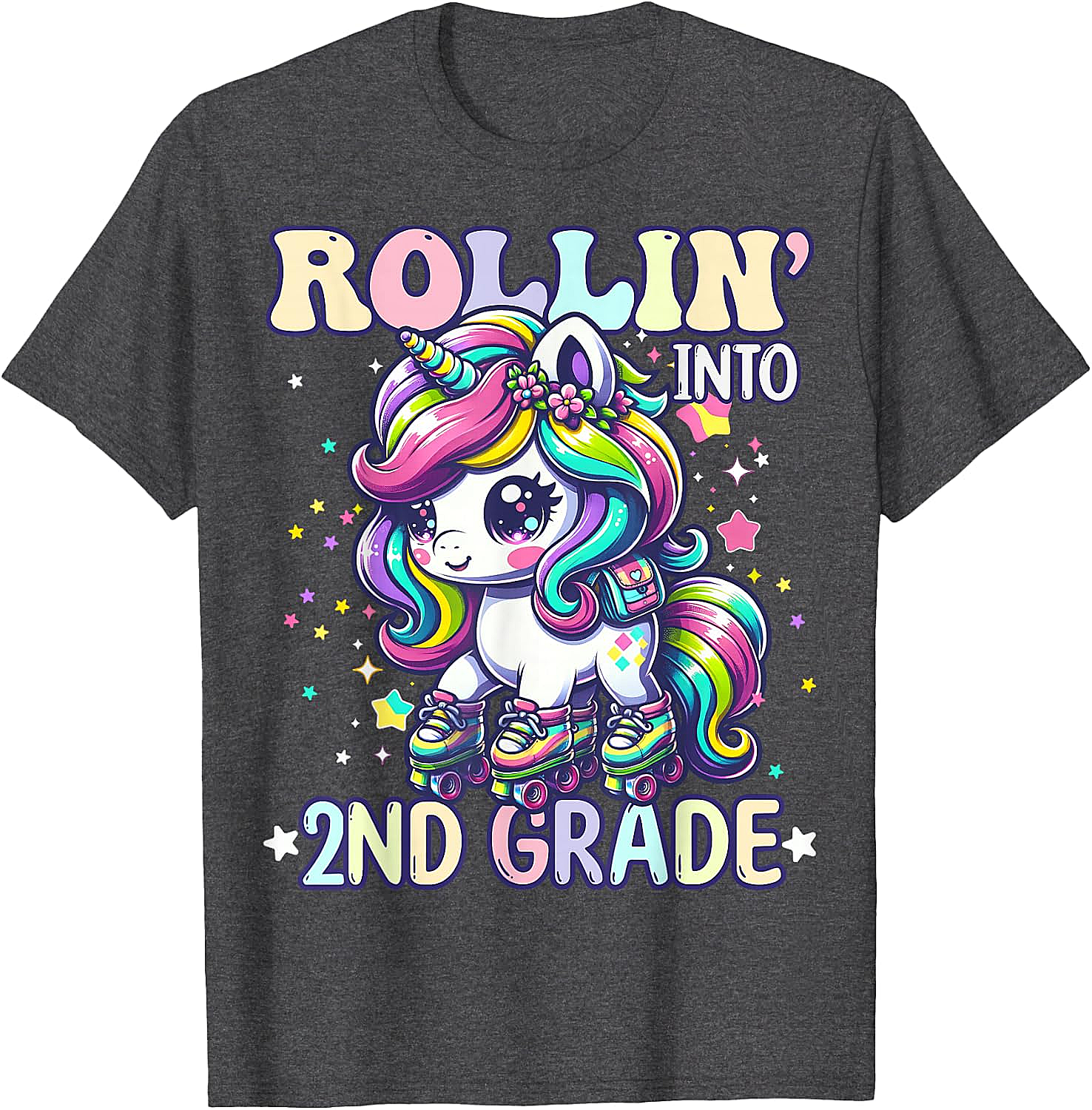 Rollin' Unicorn 2nd Grade T-Shirt Back to School Girl