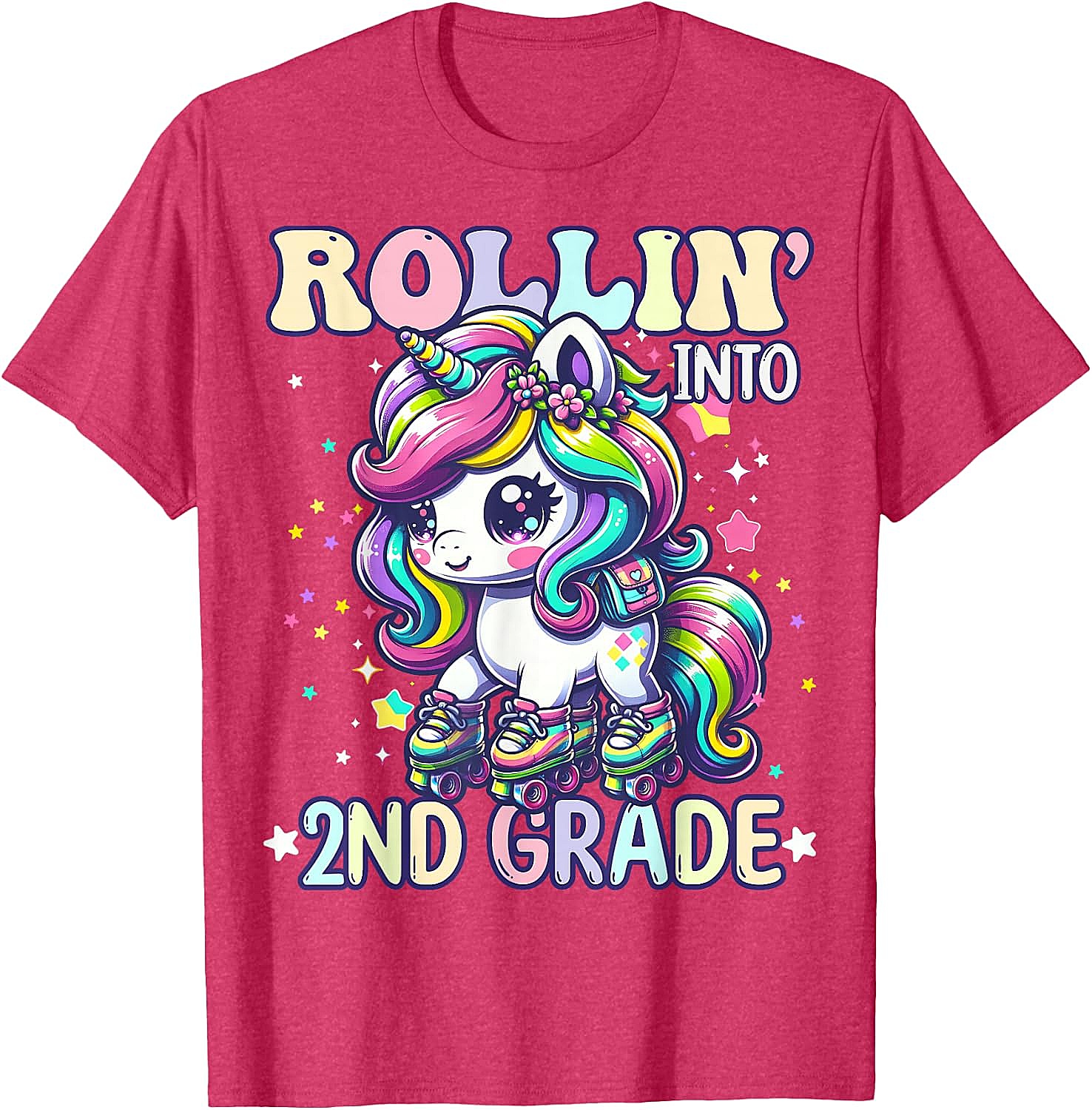 Rollin' Unicorn 2nd Grade T-Shirt Back to School Girl