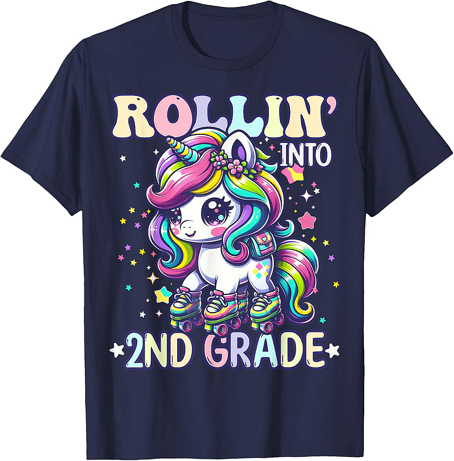 Rollin' Unicorn 2nd Grade T-Shirt Back to School Girl