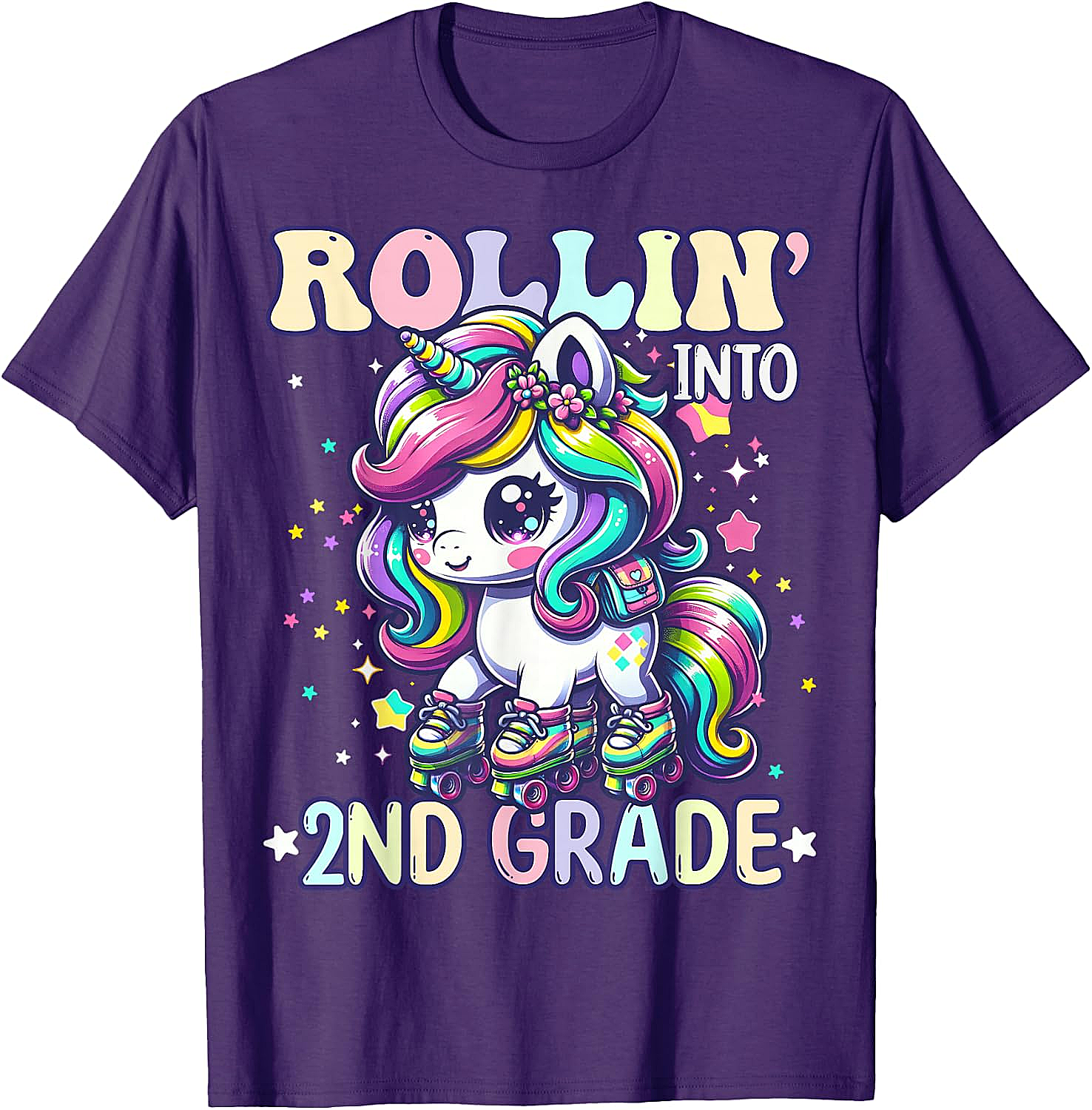 Rollin' Unicorn 2nd Grade T-Shirt Back to School Girl