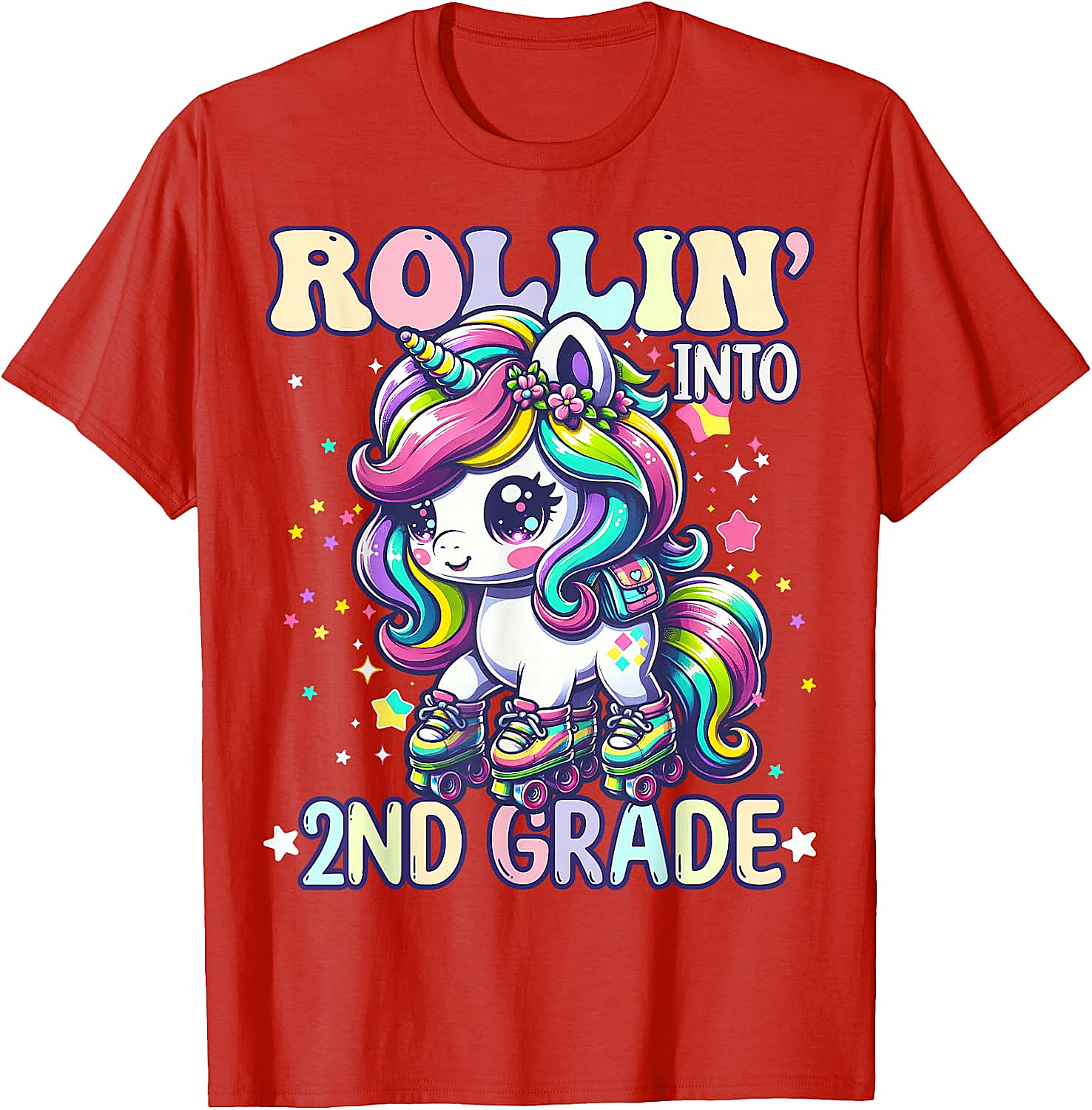 Rollin' Unicorn 2nd Grade T-Shirt Back to School Girl