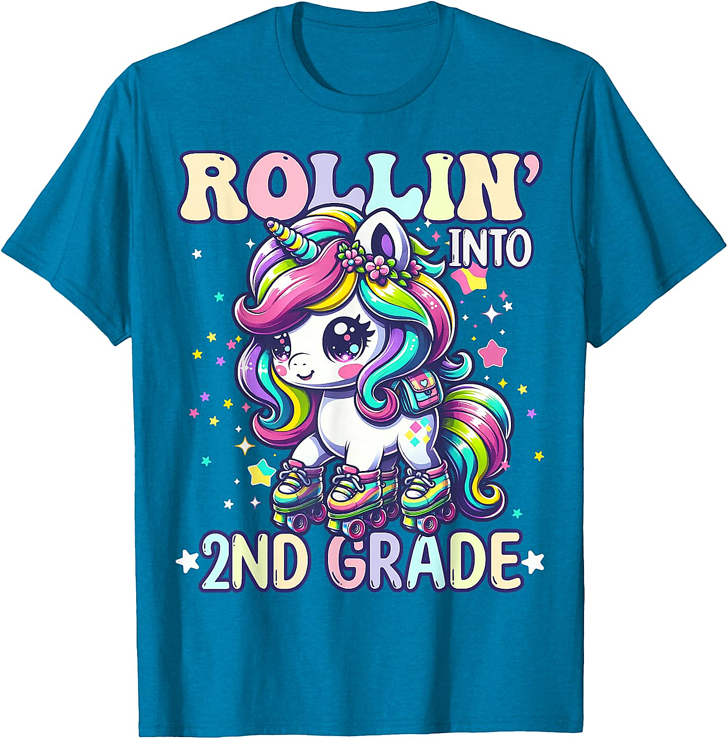 Rollin' Unicorn 2nd Grade T-Shirt Back to School Girl