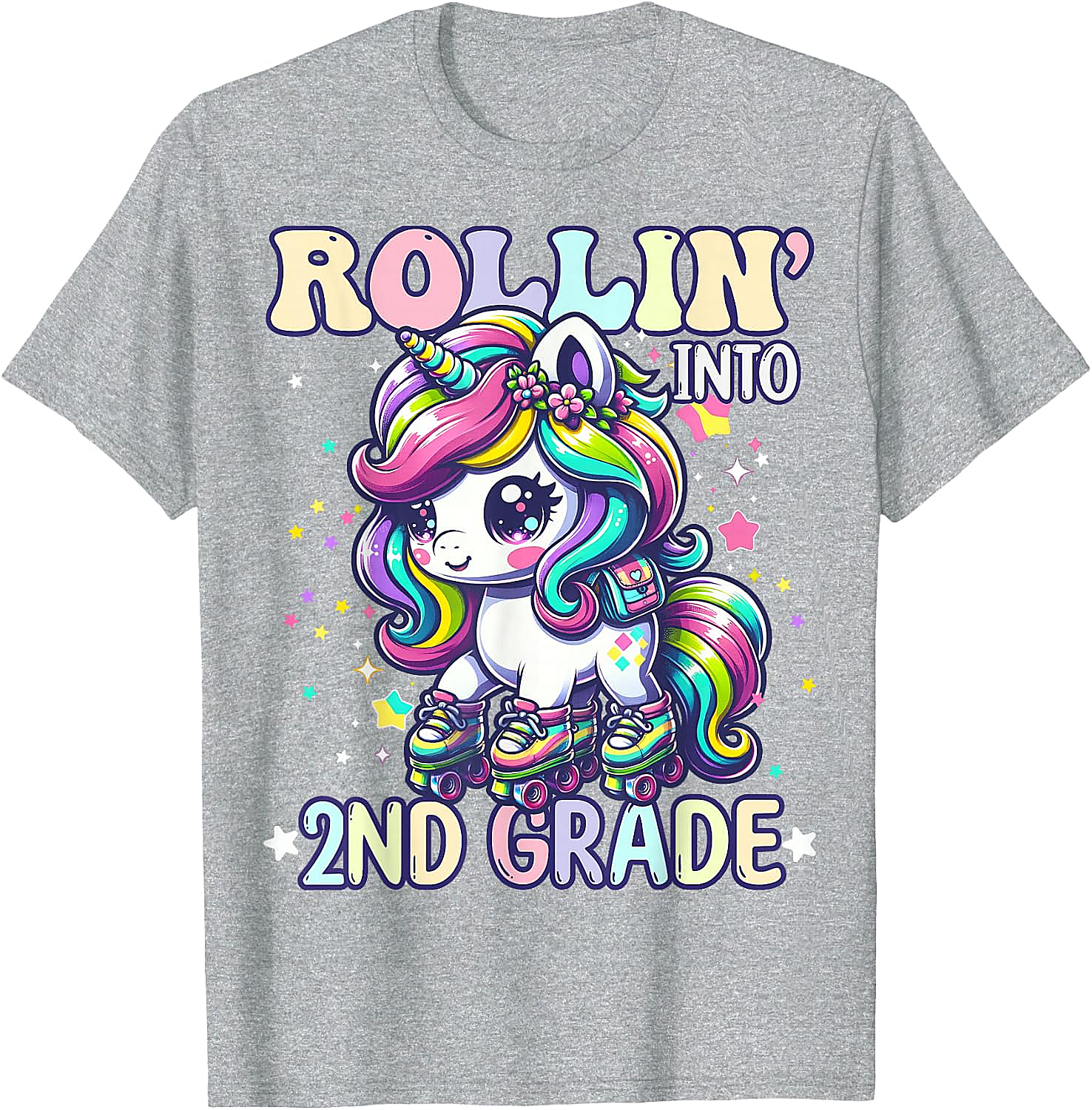 Rollin' Unicorn 2nd Grade T-Shirt Back to School Girl