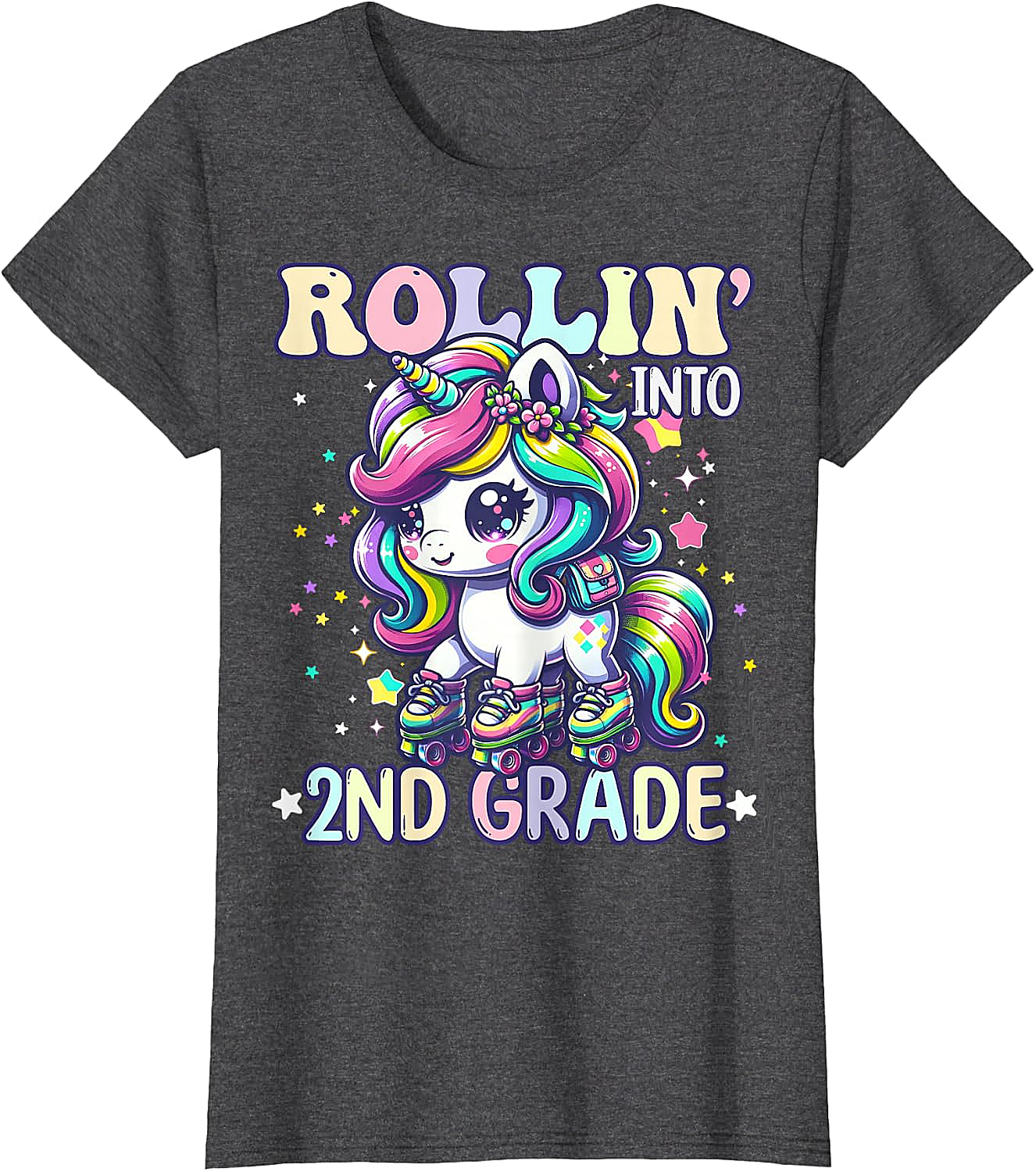 Rollin' Unicorn 2nd Grade T-Shirt Back to School Girl