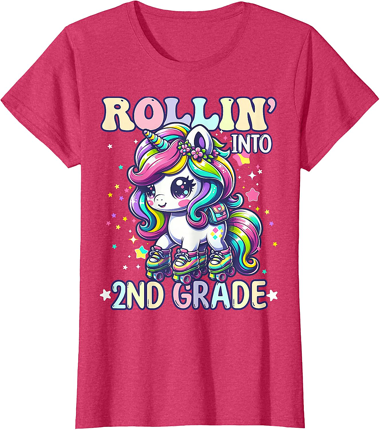 Rollin' Unicorn 2nd Grade T-Shirt Back to School Girl
