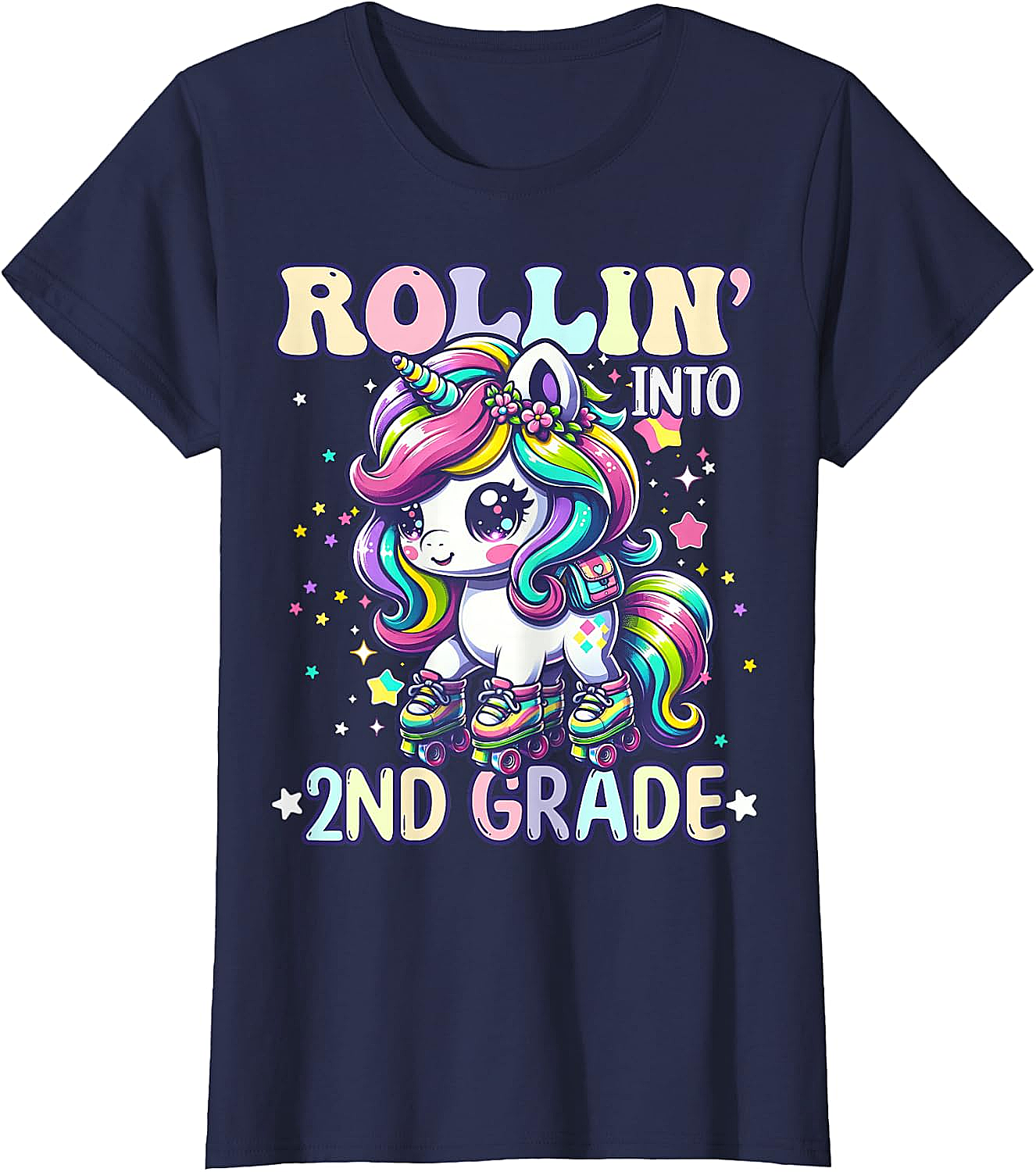 Rollin' Unicorn 2nd Grade T-Shirt Back to School Girl