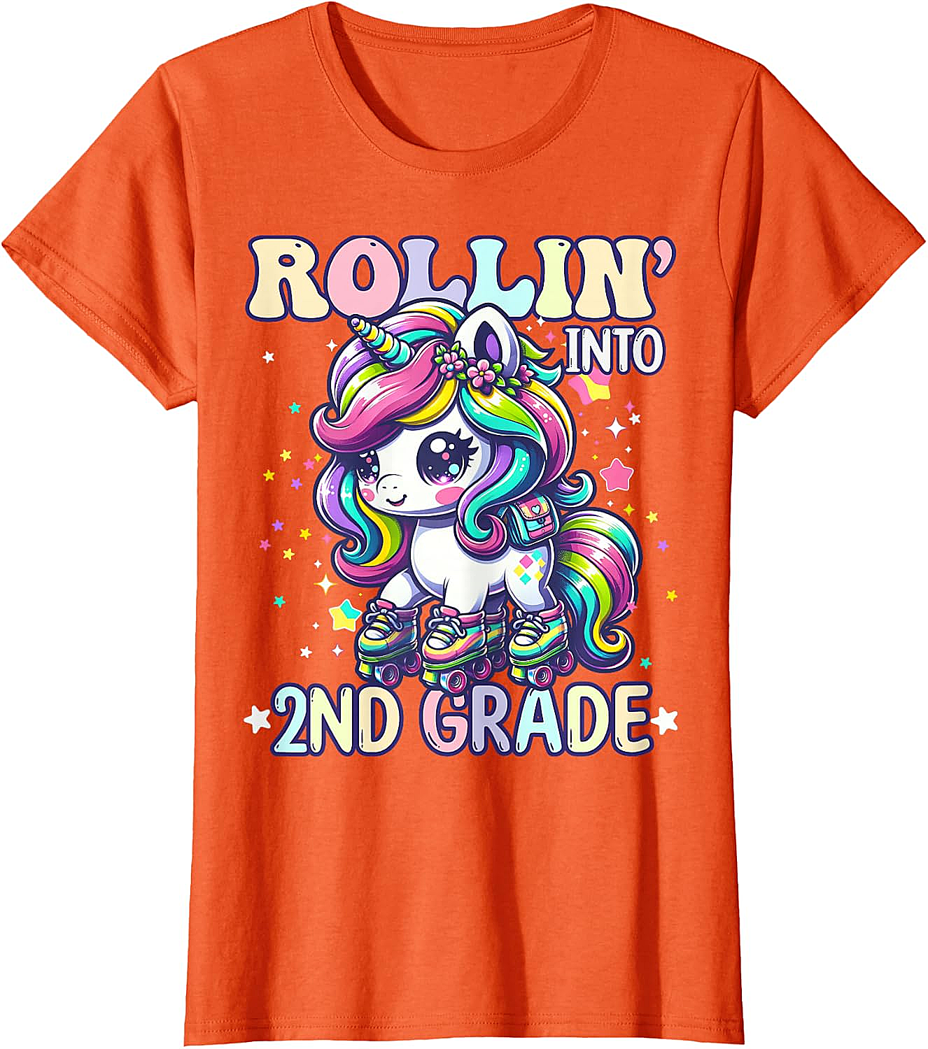 Rollin' Unicorn 2nd Grade T-Shirt Back to School Girl