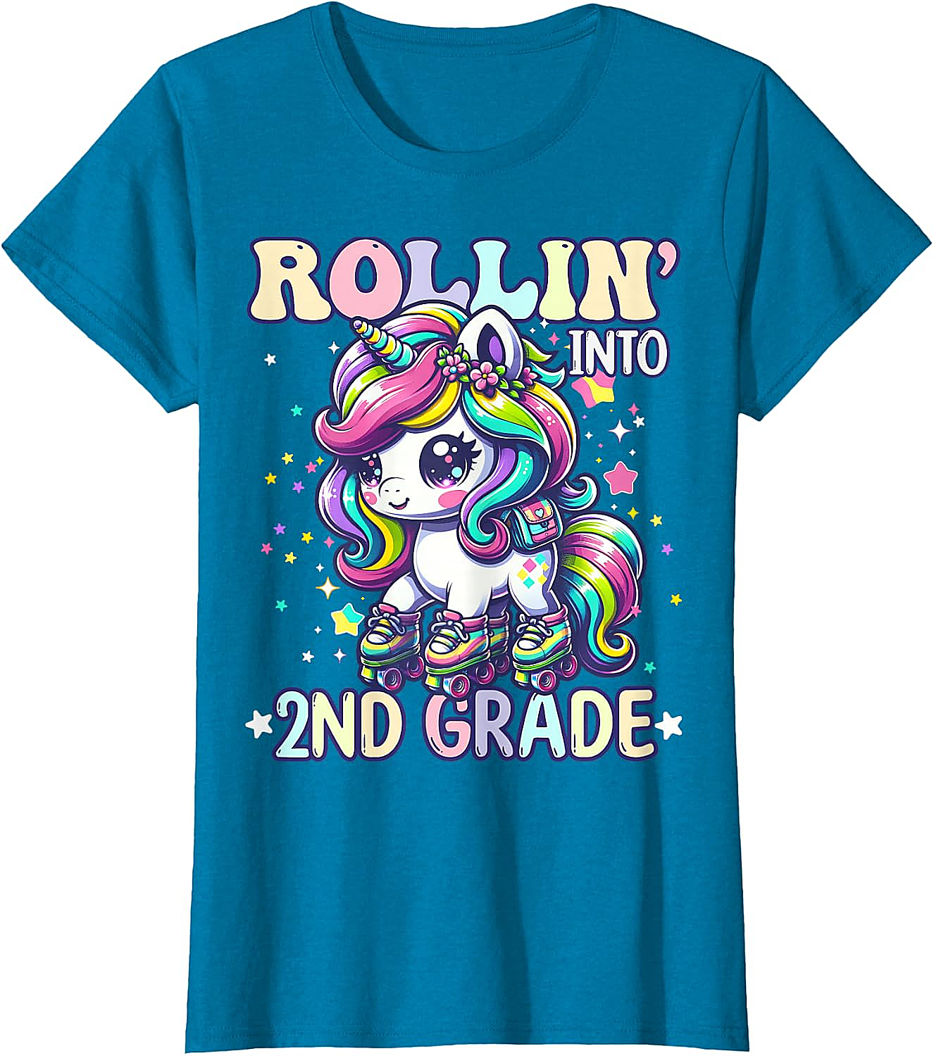 Rollin' Unicorn 2nd Grade T-Shirt Back to School Girl