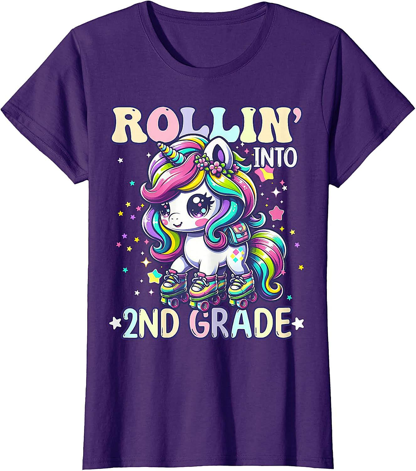Rollin' Unicorn 2nd Grade T-Shirt Back to School Girl