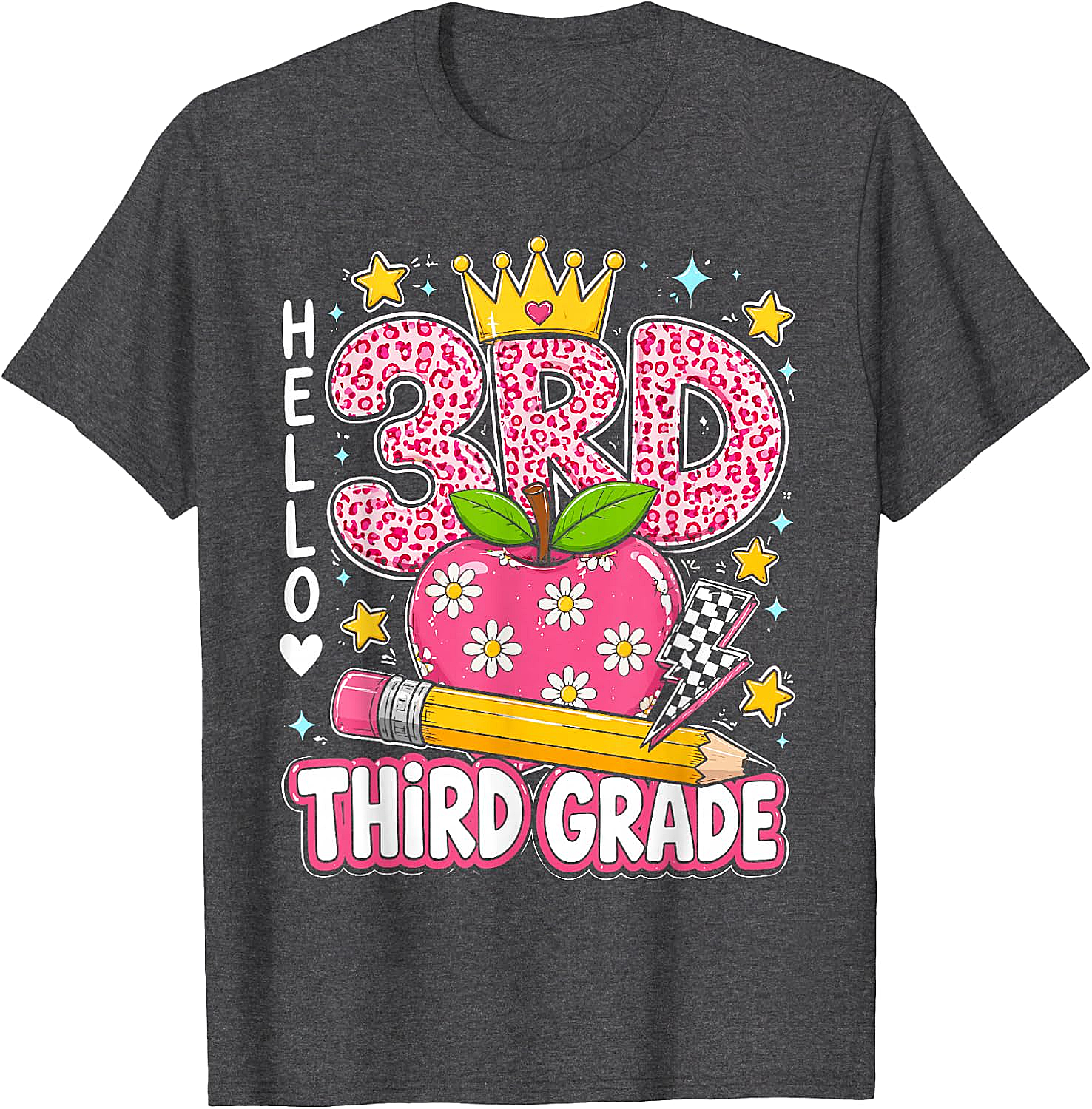  Hello Third Grade Pink Leopard T-Shirt Back to School