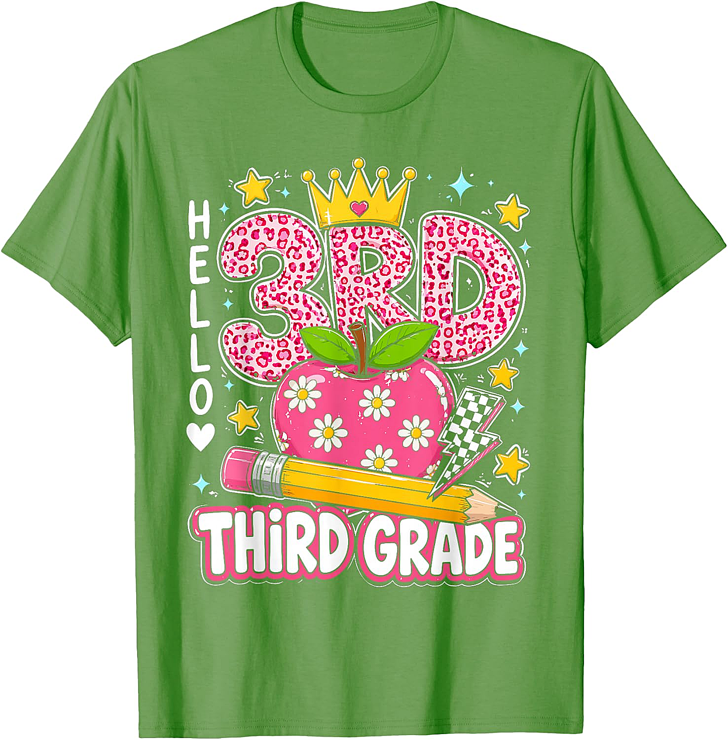  Hello Third Grade Pink Leopard T-Shirt Back to School