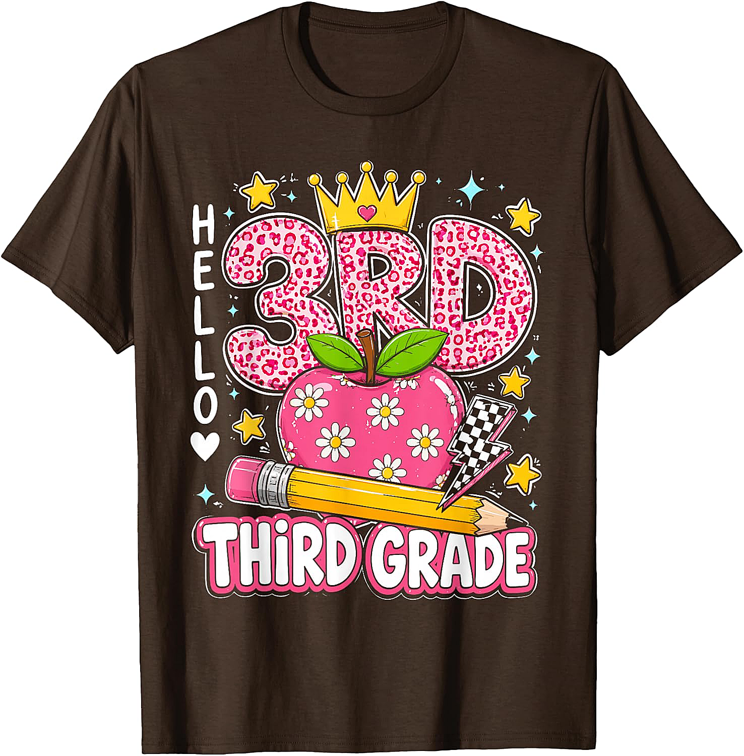  Hello Third Grade Pink Leopard T-Shirt Back to School