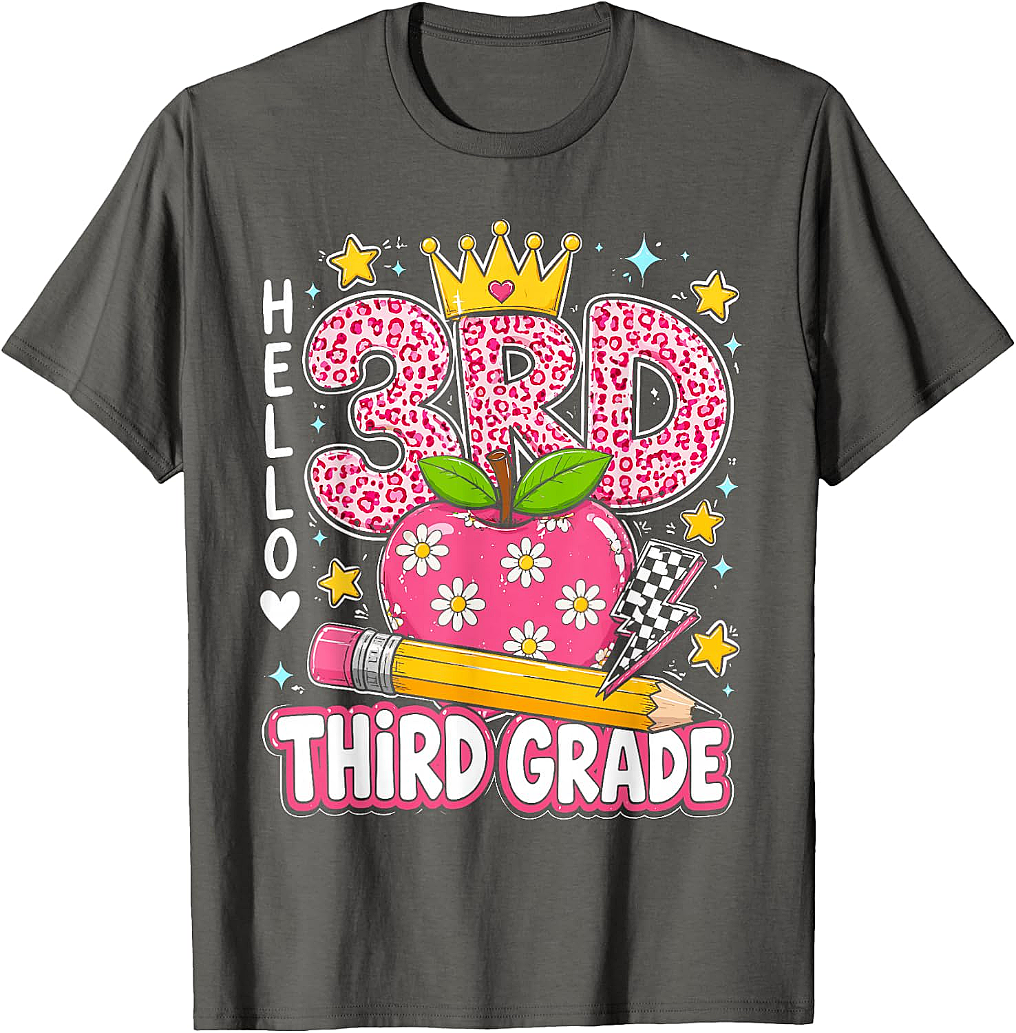  Hello Third Grade Pink Leopard T-Shirt Back to School