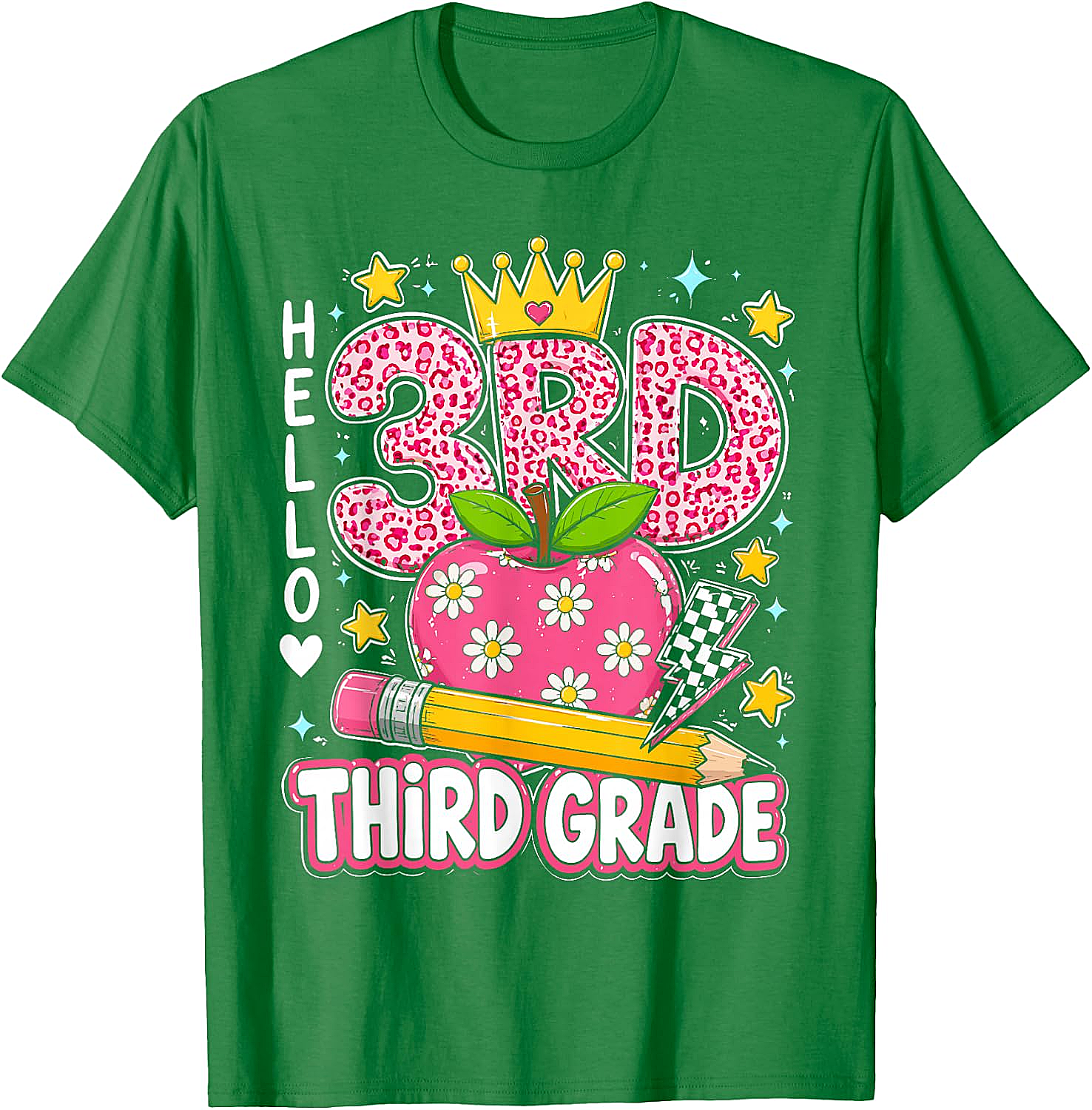  Hello Third Grade Pink Leopard T-Shirt Back to School
