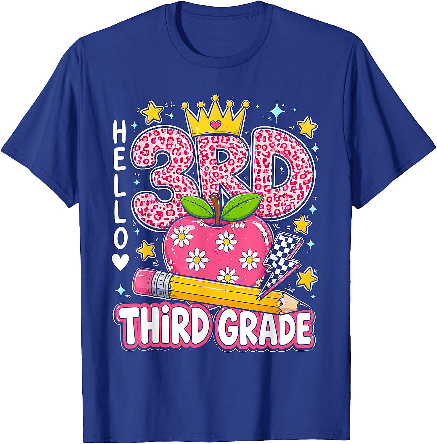  Hello Third Grade Pink Leopard T-Shirt Back to School