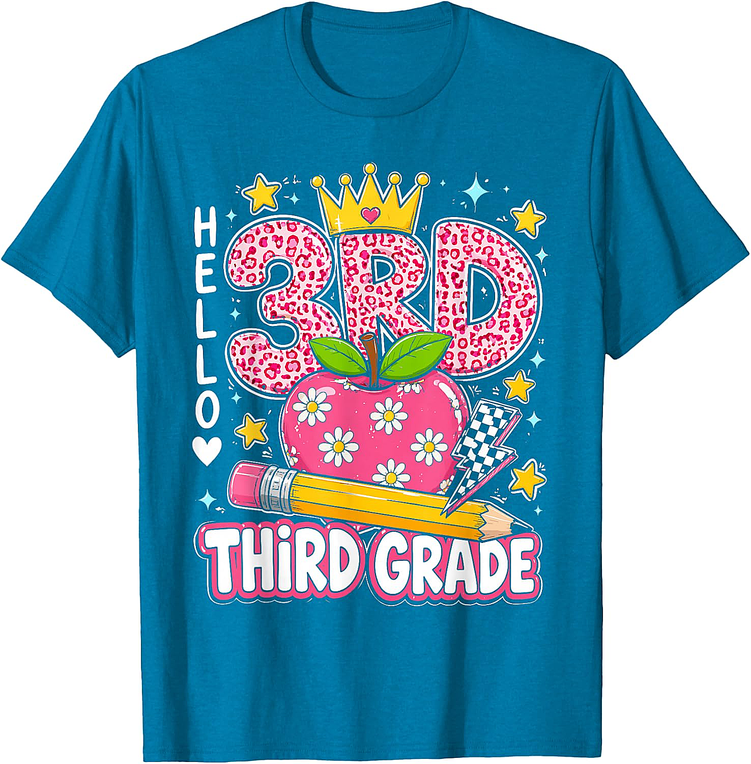 Hello Third Grade Pink Leopard T-Shirt Back to School