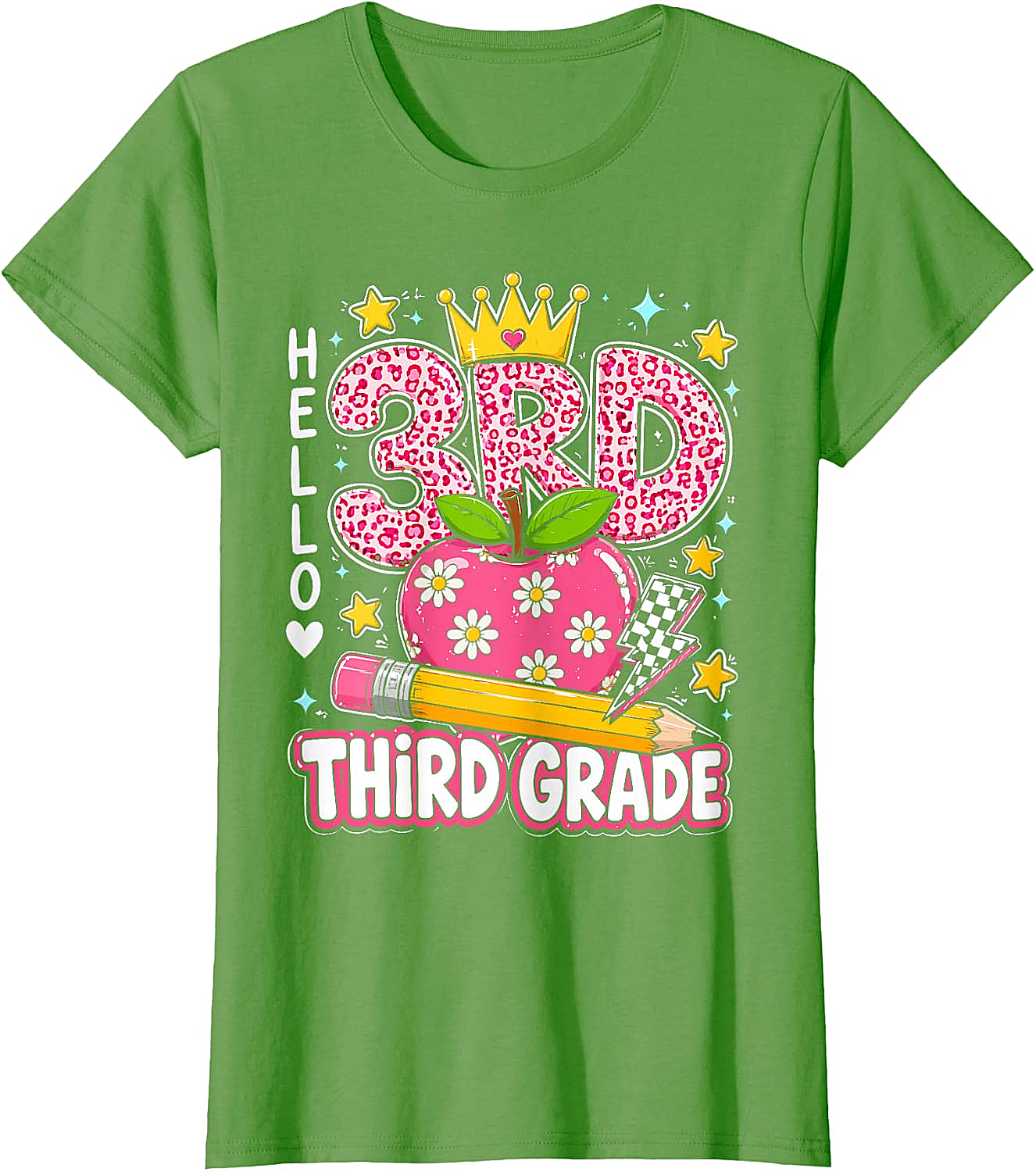  Hello Third Grade Pink Leopard T-Shirt Back to School