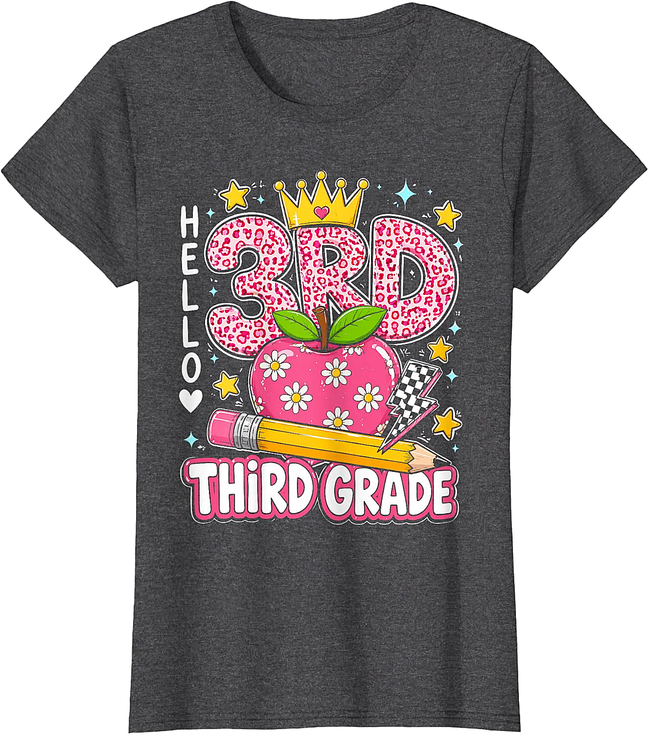  Hello Third Grade Pink Leopard T-Shirt Back to School