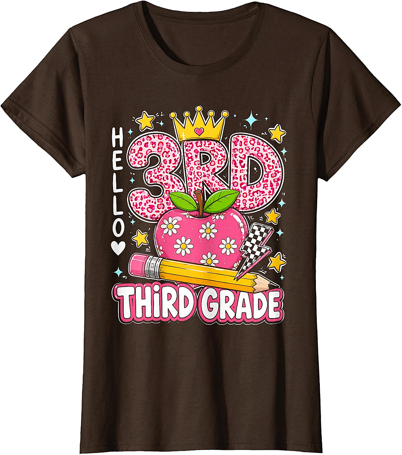  Hello Third Grade Pink Leopard T-Shirt Back to School