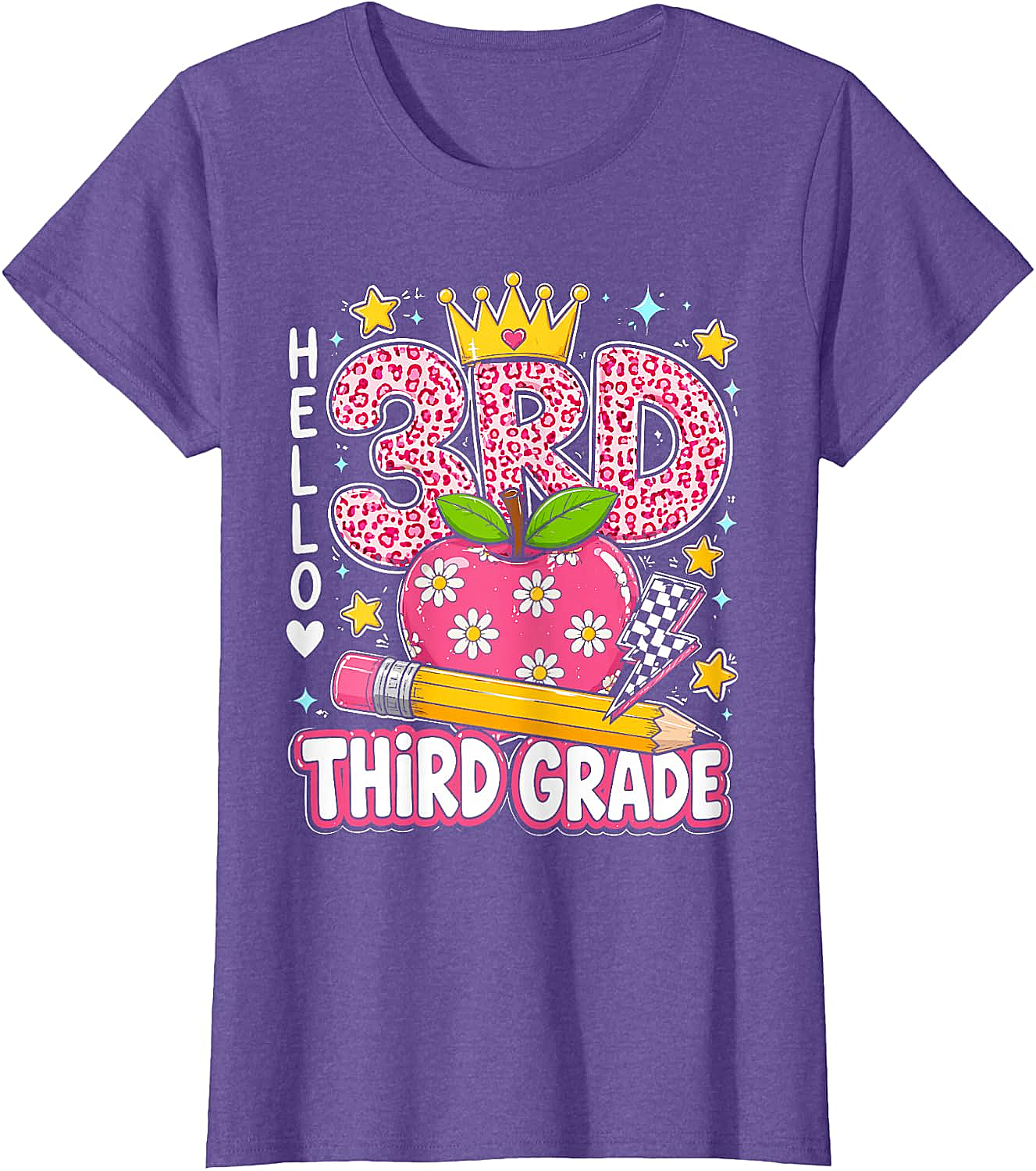  Hello Third Grade Pink Leopard T-Shirt Back to School