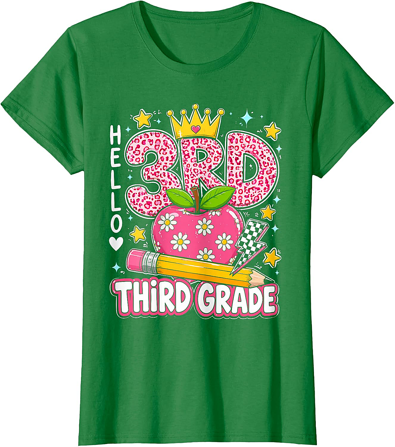  Hello Third Grade Pink Leopard T-Shirt Back to School