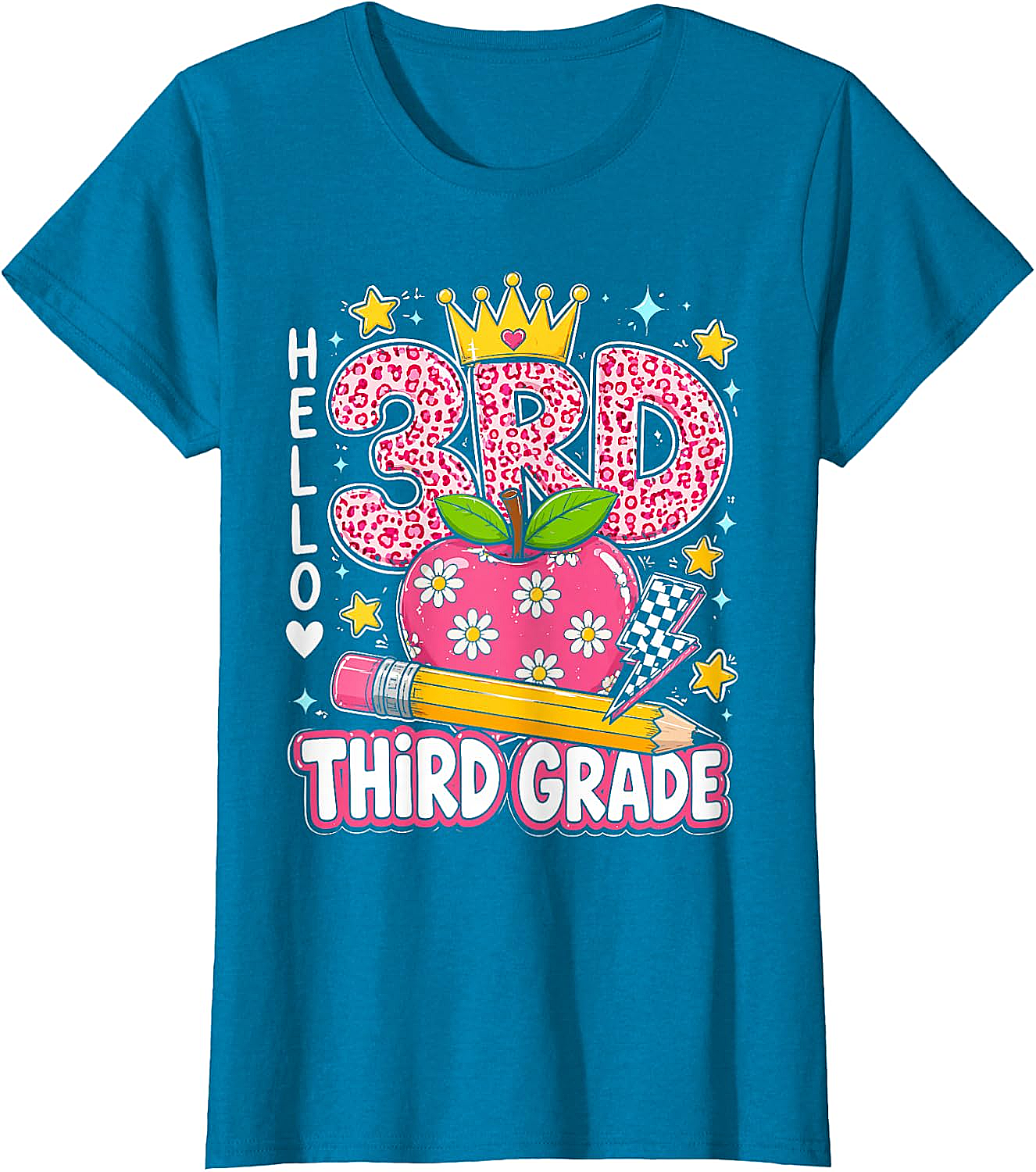  Hello Third Grade Pink Leopard T-Shirt Back to School