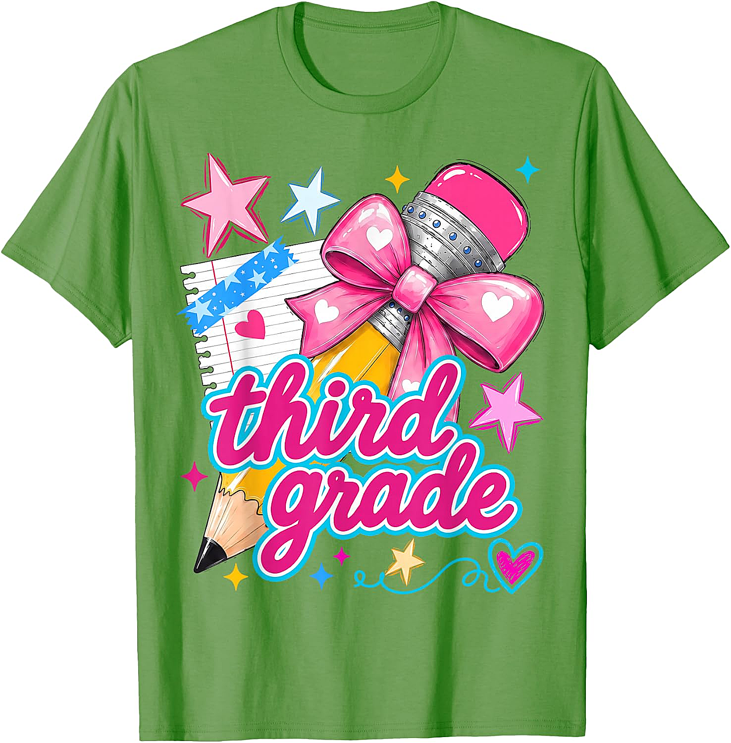  Third Grade Coquette Bow Pencil Girls T-Shirt - Back to School