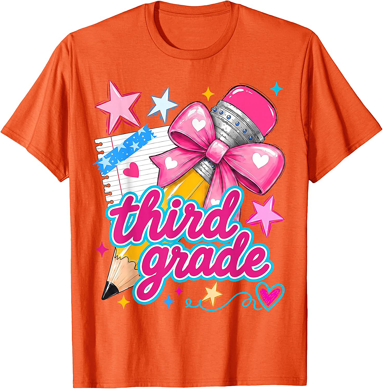  Third Grade Coquette Bow Pencil Girls T-Shirt - Back to School