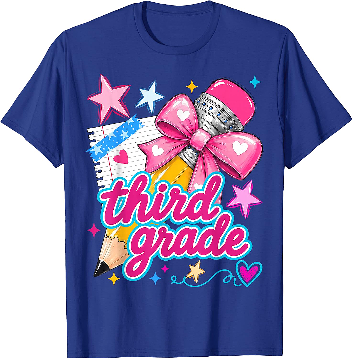  Third Grade Coquette Bow Pencil Girls T-Shirt - Back to School