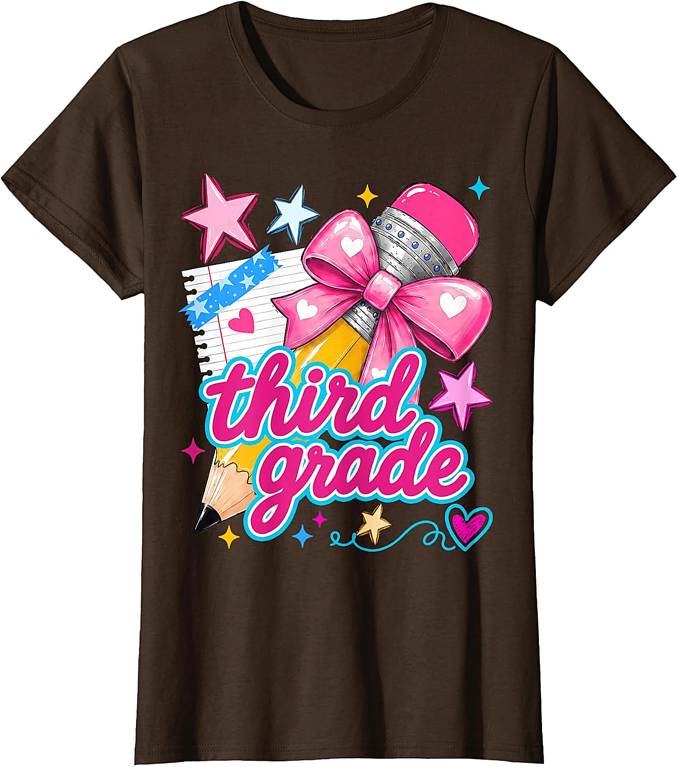  Third Grade Coquette Bow Pencil Girls T-Shirt - Back to School