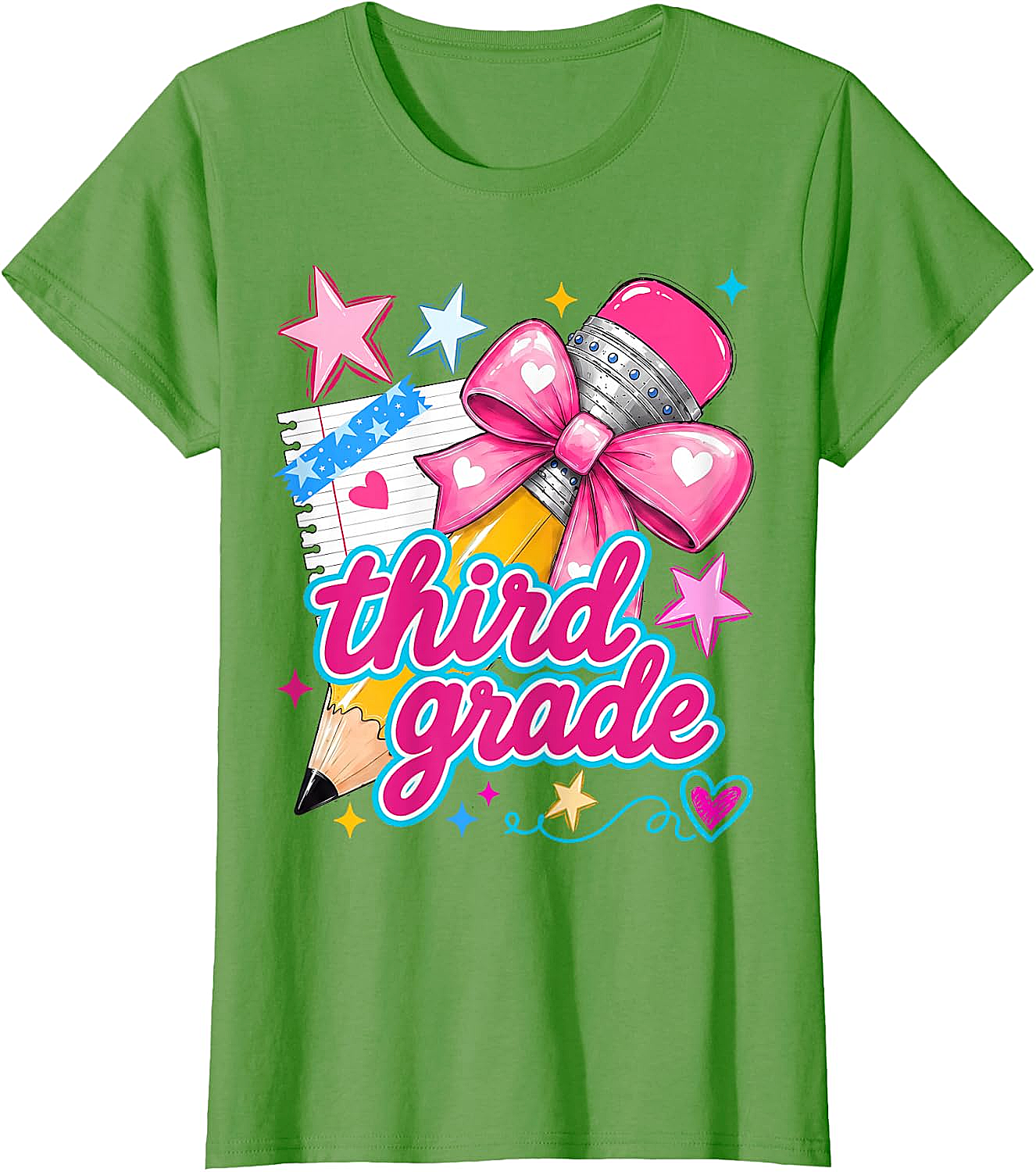  Third Grade Coquette Bow Pencil Girls T-Shirt - Back to School