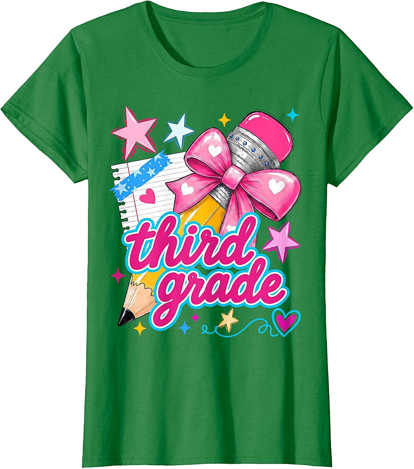  Third Grade Coquette Bow Pencil Girls T-Shirt - Back to School