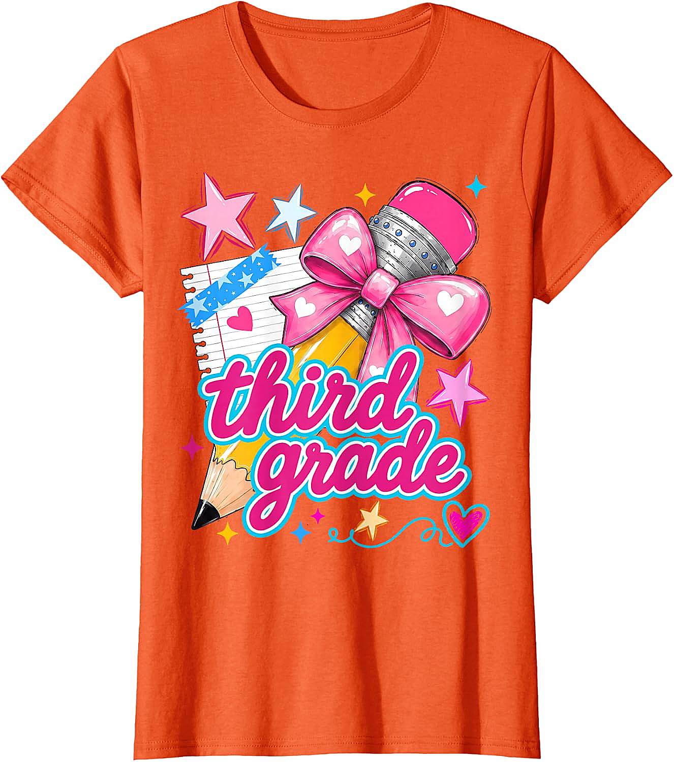  Third Grade Coquette Bow Pencil Girls T-Shirt - Back to School