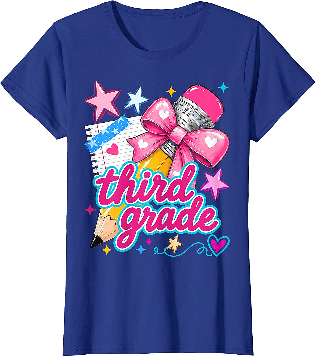  Third Grade Coquette Bow Pencil Girls T-Shirt - Back to School