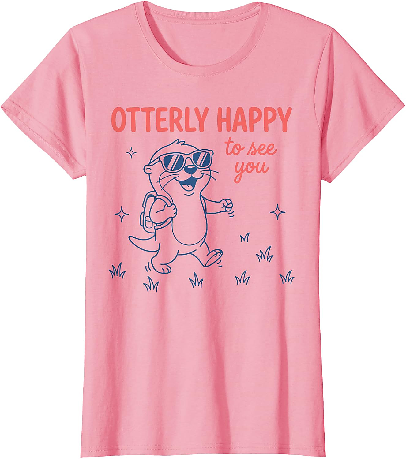 Otterly Happy Cute Otter T-Shirt | Funny Back to School Tee