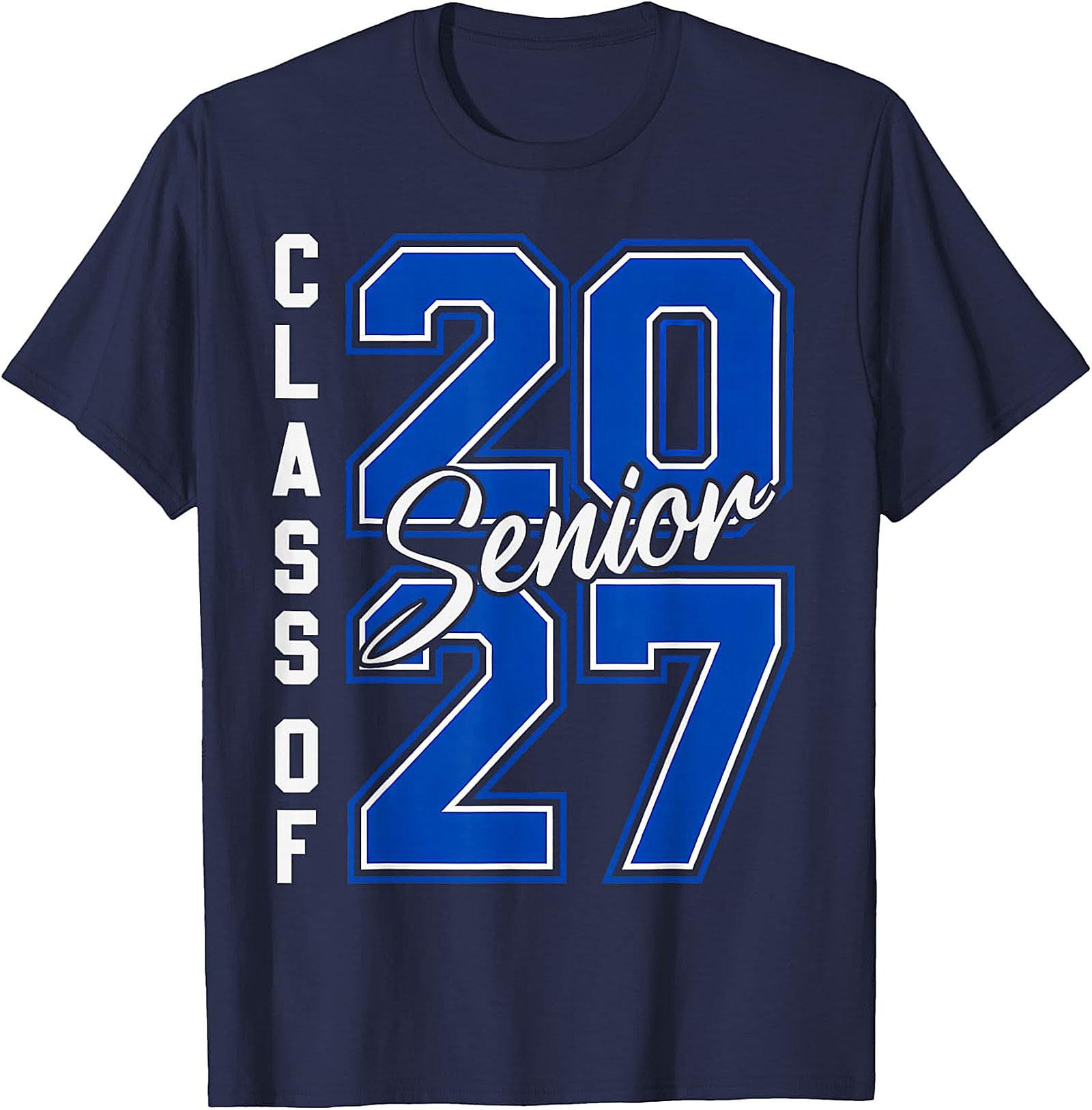 Senior Class of 2027 T-Shirt - Blue & White Graduation Tee