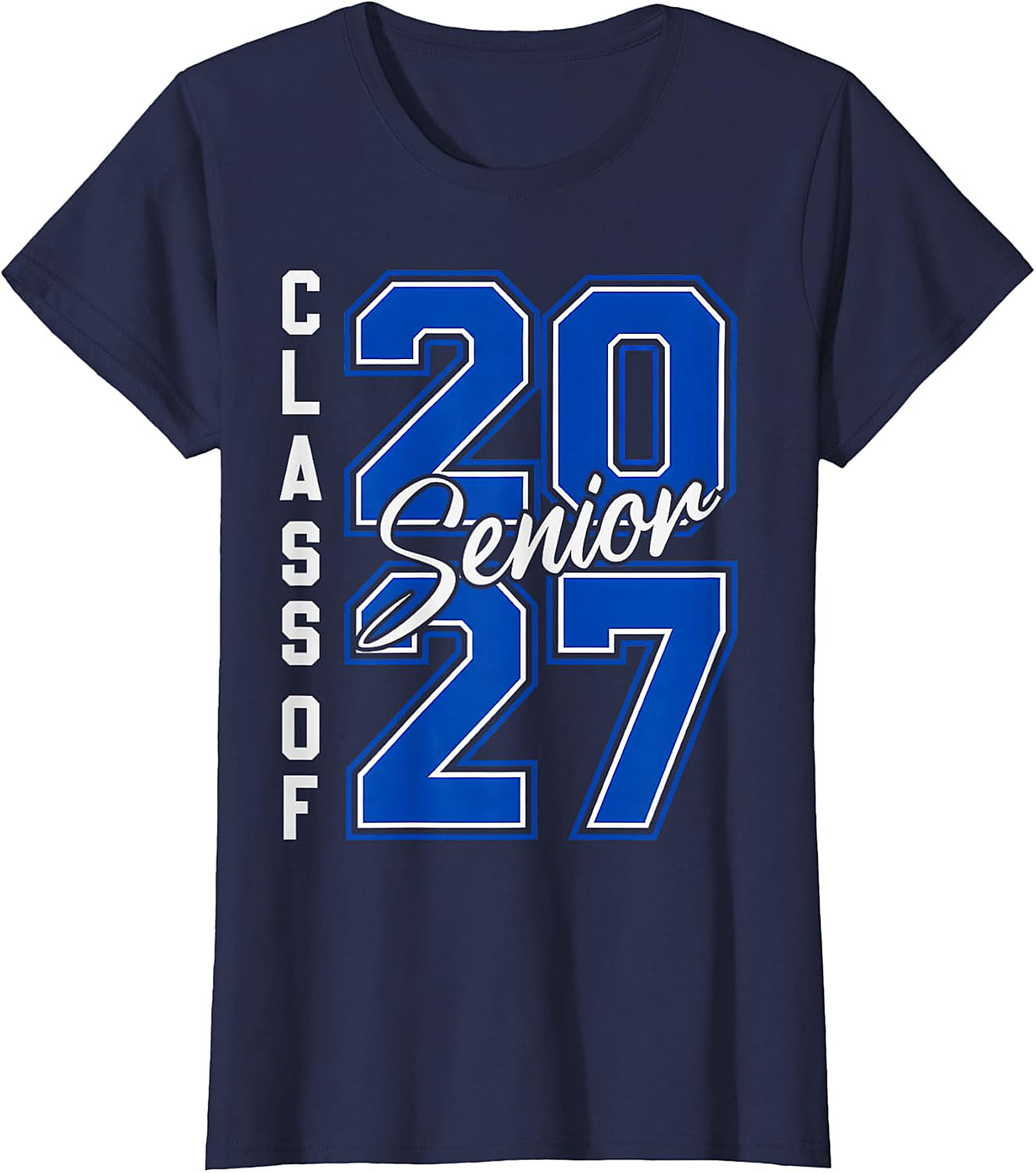 Senior Class of 2027 T-Shirt - Blue & White Graduation Tee