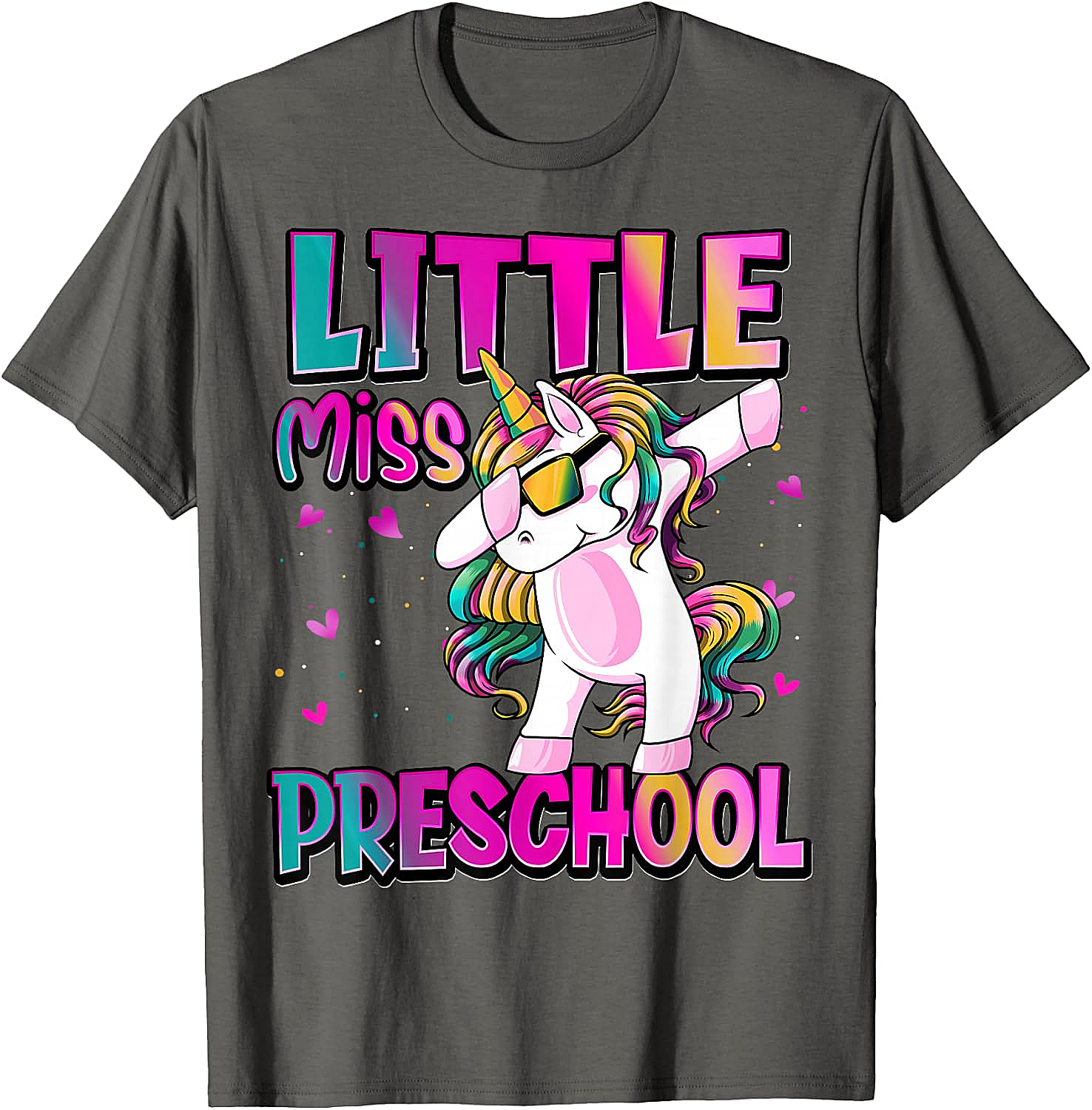 Little Miss Preschool Unicorn T-Shirt Back to School Girls Tee